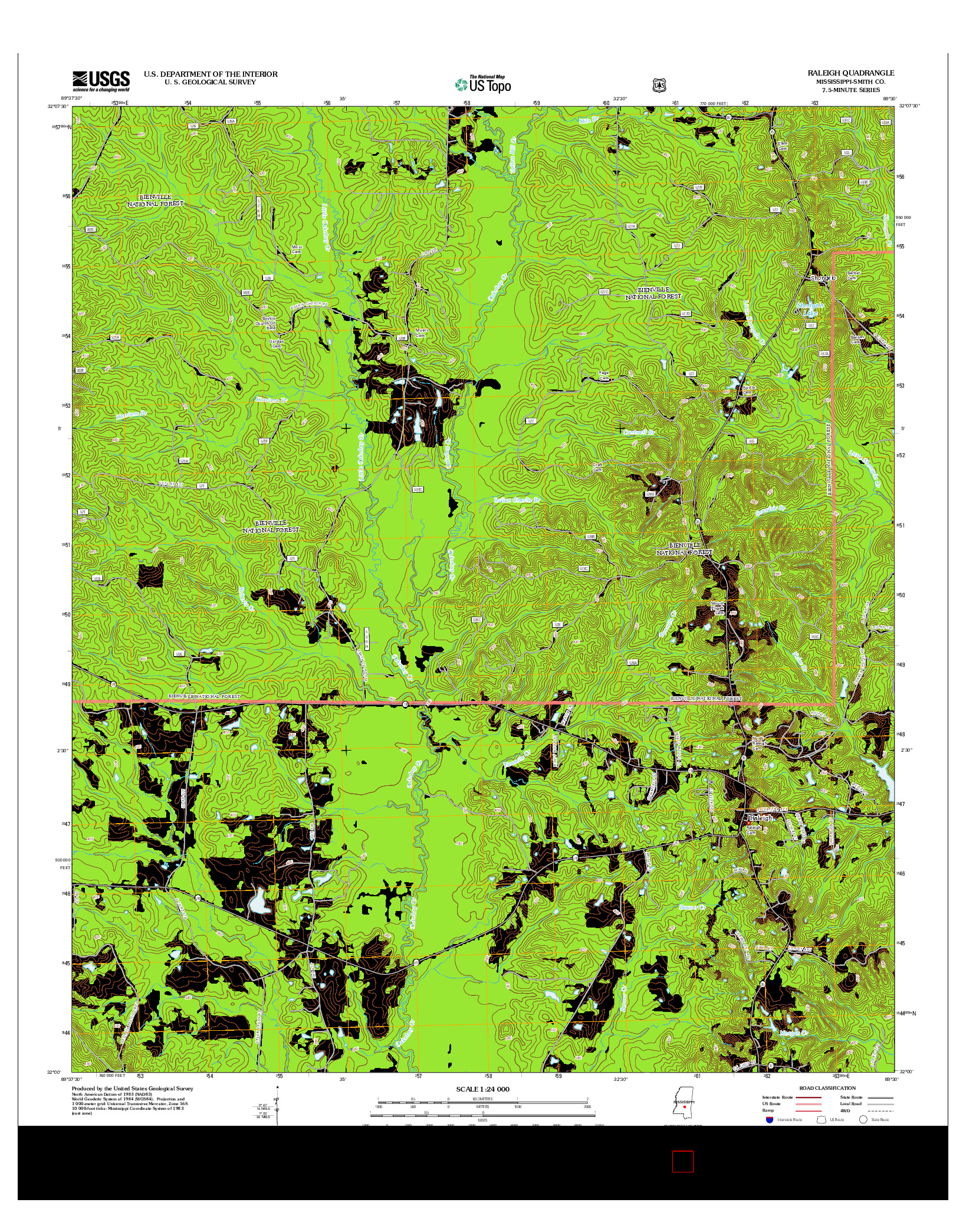 USGS US TOPO 7.5-MINUTE MAP FOR RALEIGH, MS 2012