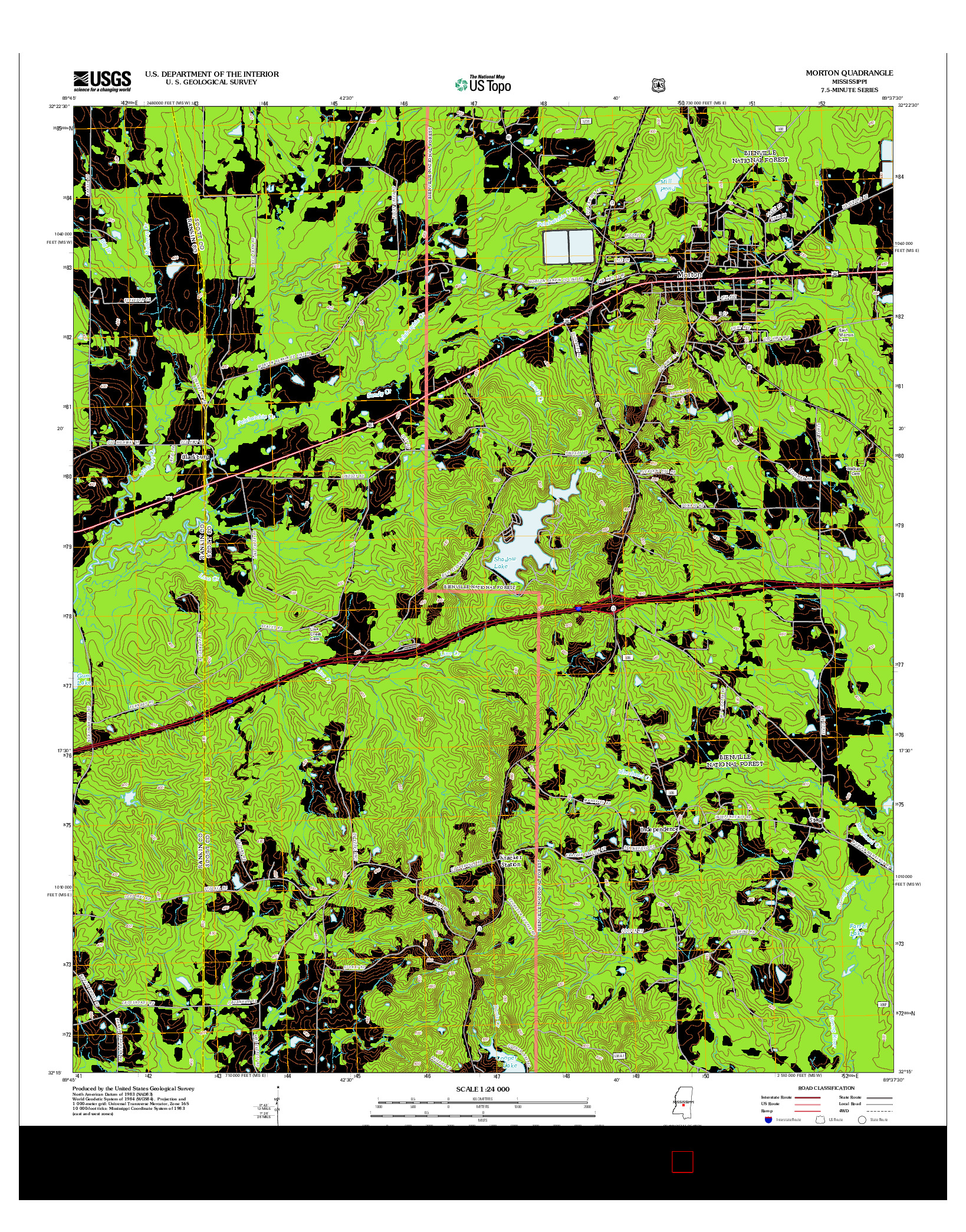 USGS US TOPO 7.5-MINUTE MAP FOR MORTON, MS 2012