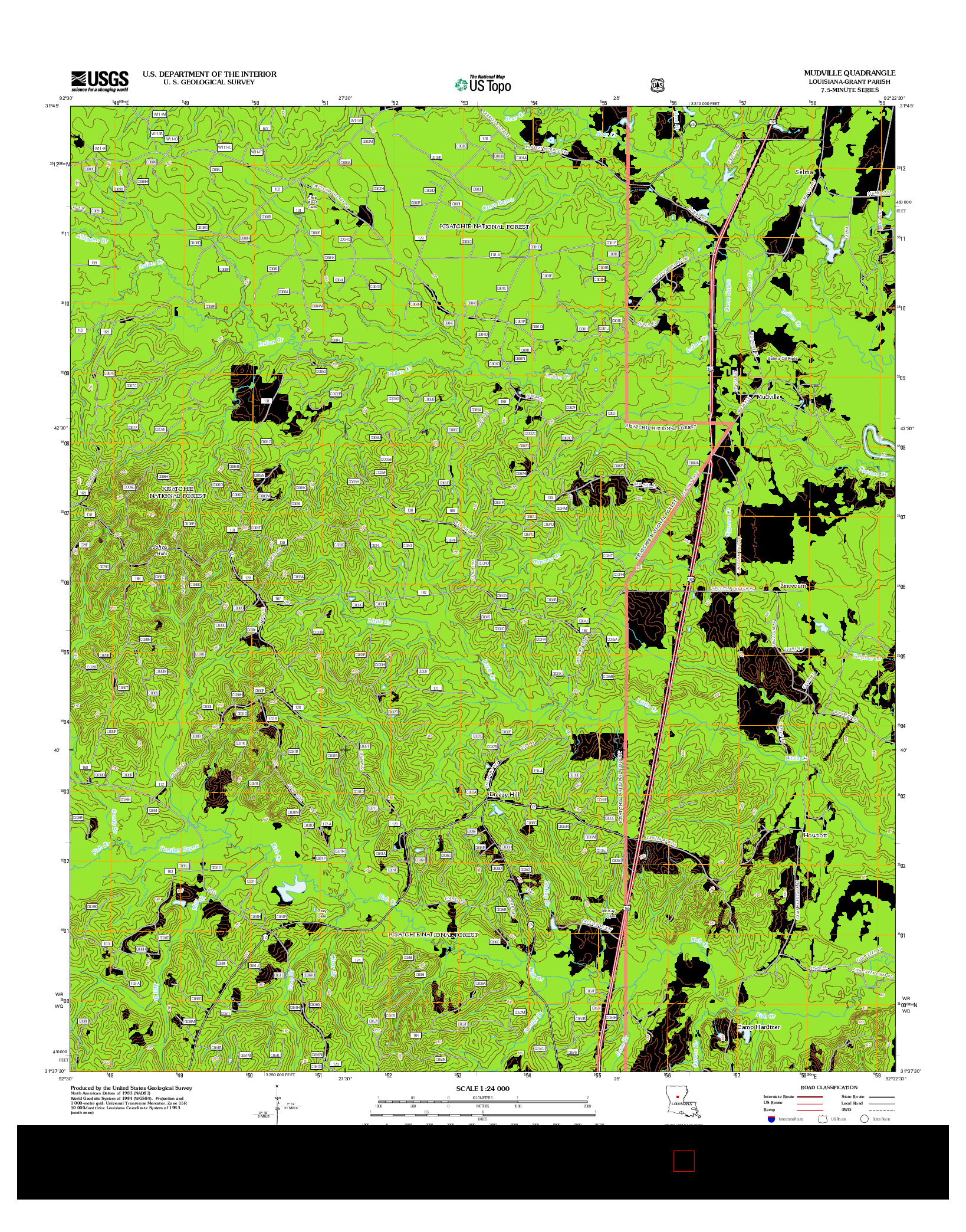 USGS US TOPO 7.5-MINUTE MAP FOR MUDVILLE, LA 2012