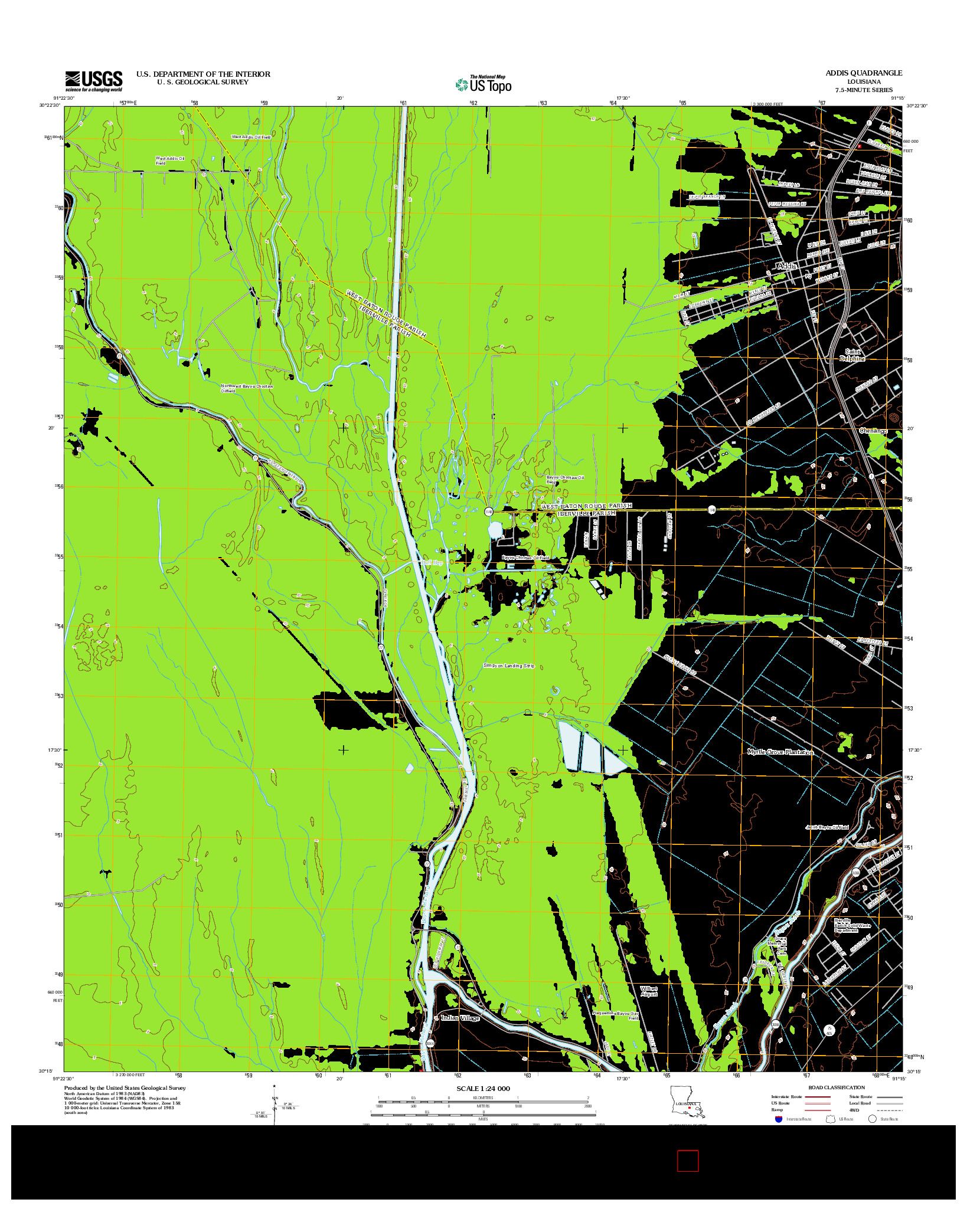 USGS US TOPO 7.5-MINUTE MAP FOR ADDIS, LA 2012