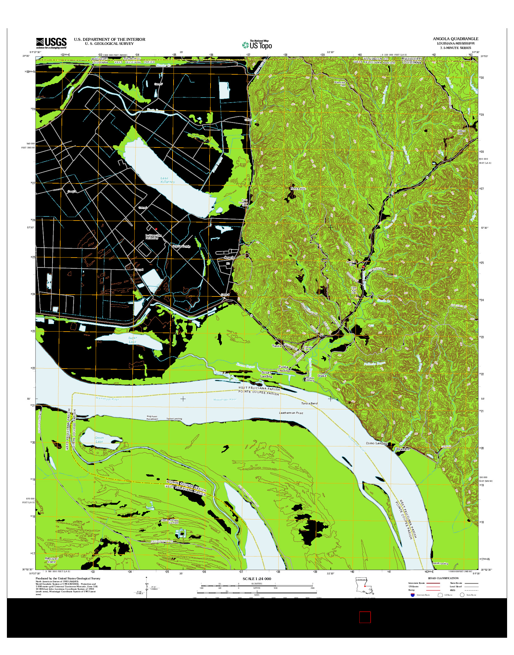 USGS US TOPO 7.5-MINUTE MAP FOR ANGOLA, LA-MS 2012
