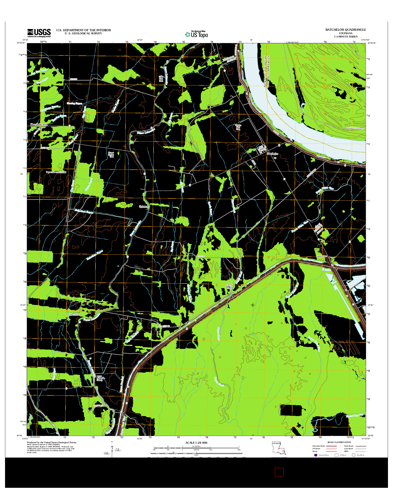 USGS US TOPO 7.5-MINUTE MAP FOR BATCHELOR, LA 2012