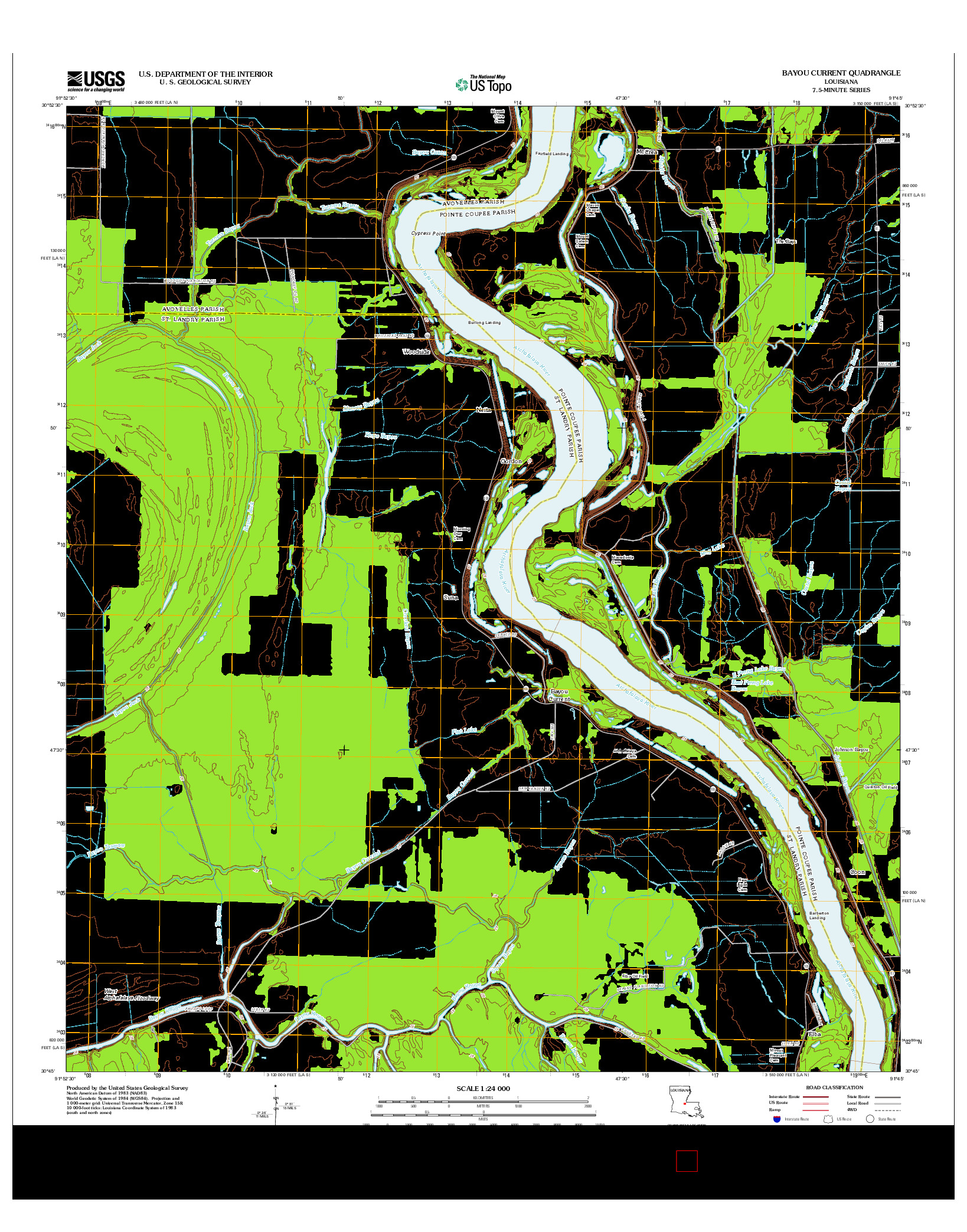 USGS US TOPO 7.5-MINUTE MAP FOR BAYOU CURRENT, LA 2012