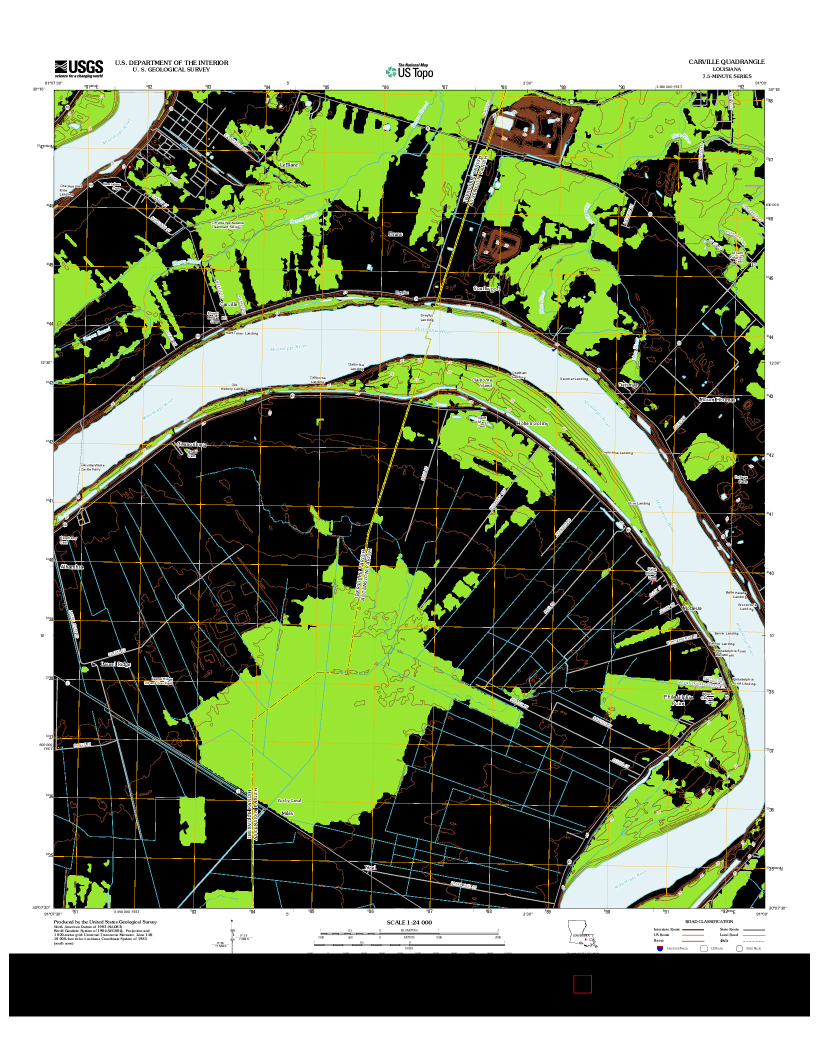 USGS US TOPO 7.5-MINUTE MAP FOR CARVILLE, LA 2012