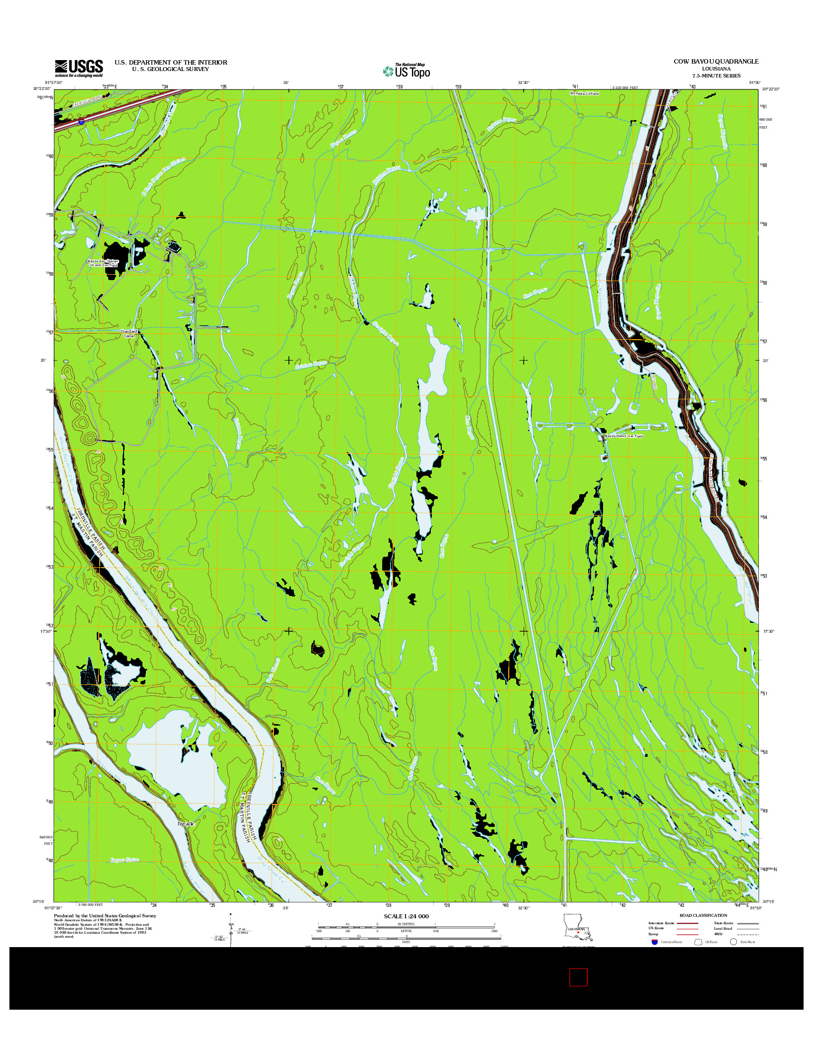 USGS US TOPO 7.5-MINUTE MAP FOR COW BAYOU, LA 2012
