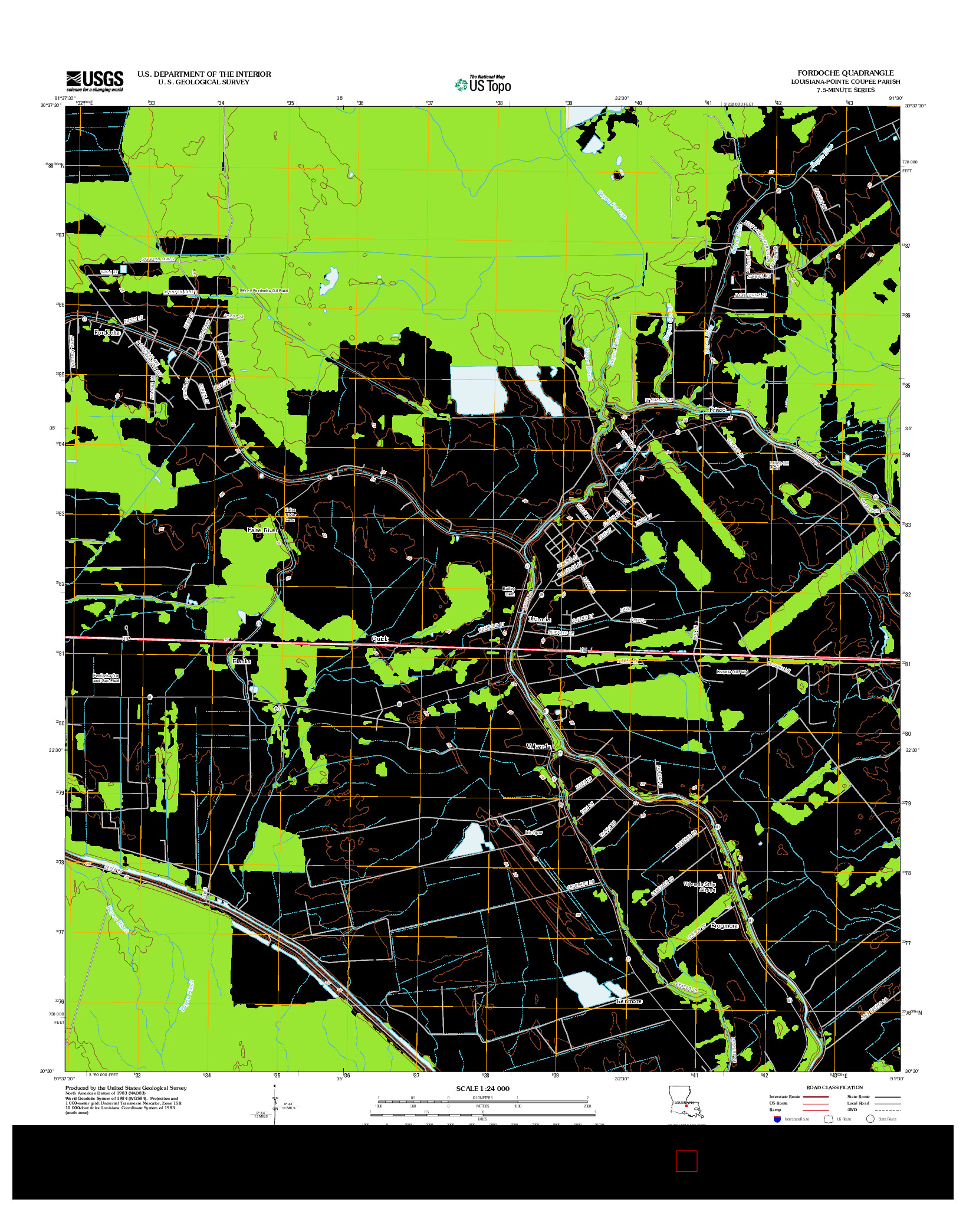 USGS US TOPO 7.5-MINUTE MAP FOR FORDOCHE, LA 2012