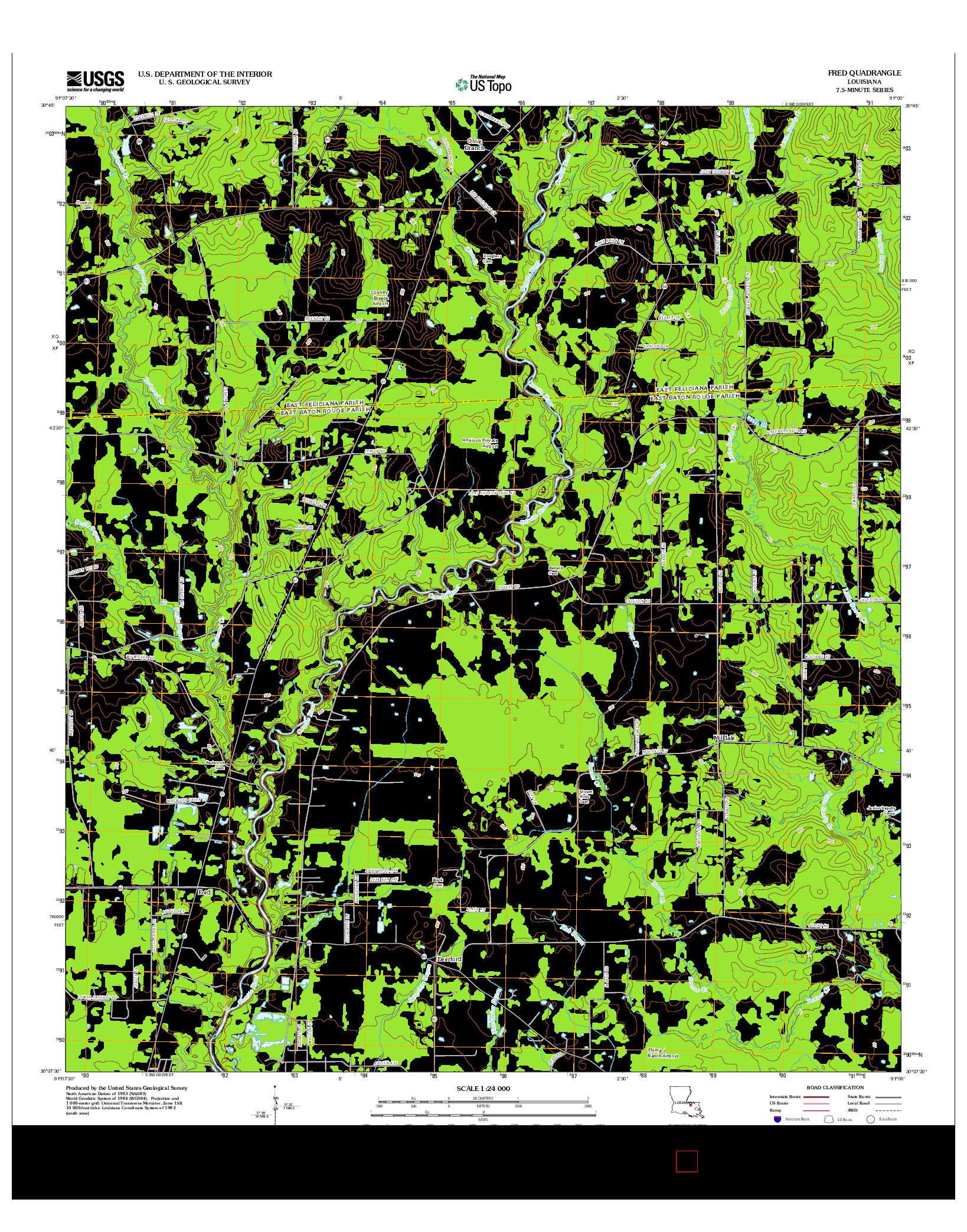 USGS US TOPO 7.5-MINUTE MAP FOR FRED, LA 2012