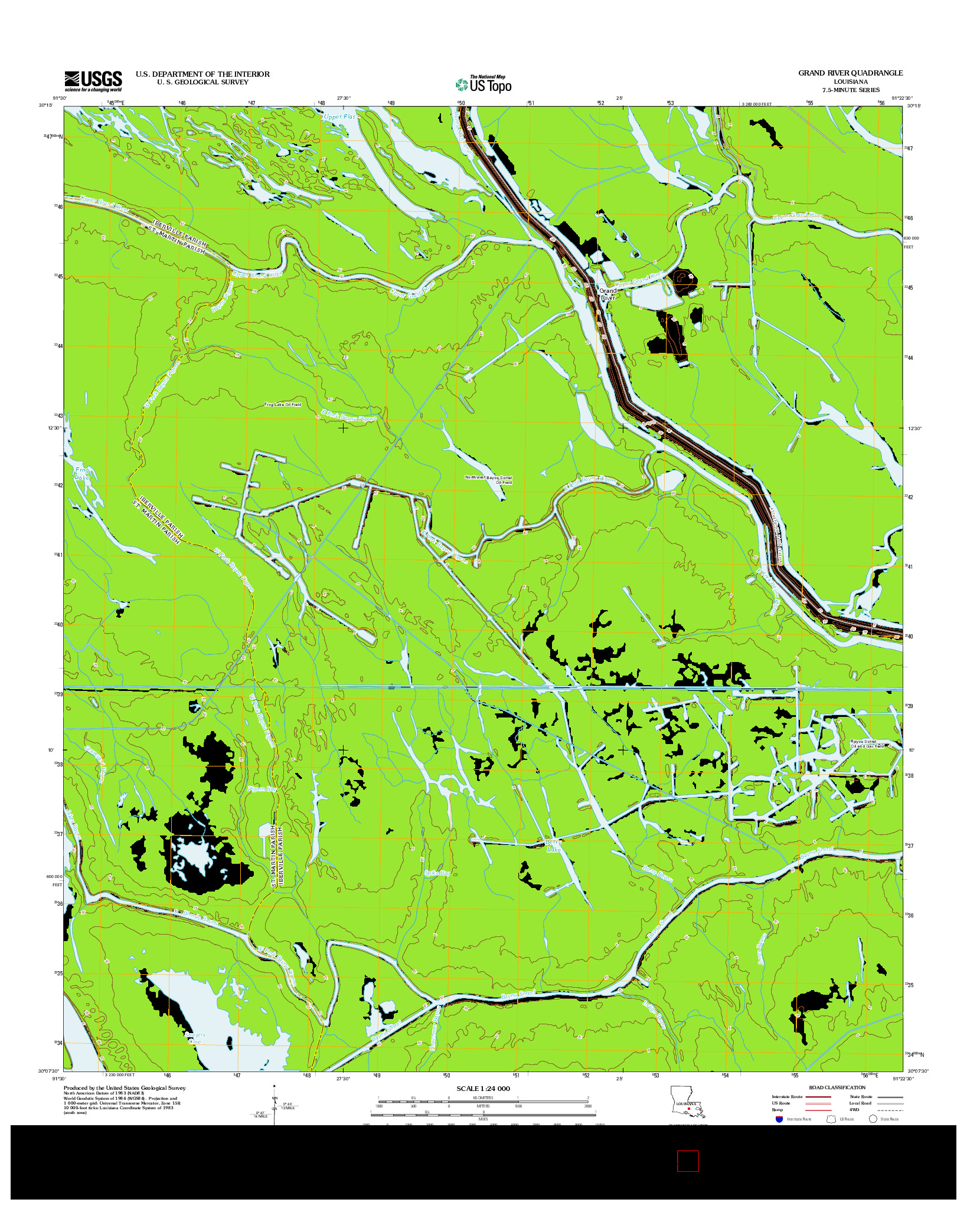 USGS US TOPO 7.5-MINUTE MAP FOR GRAND RIVER, LA 2012