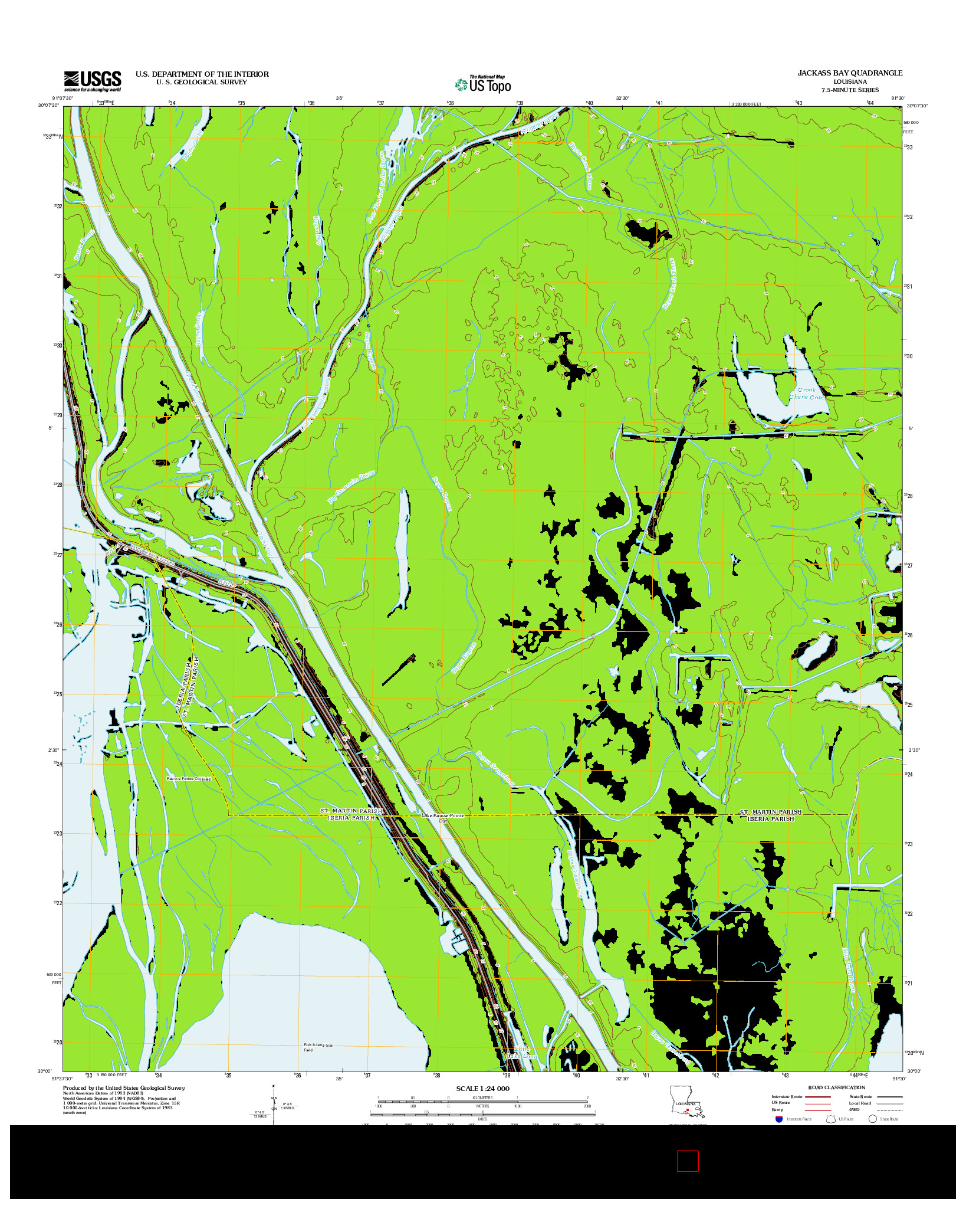 USGS US TOPO 7.5-MINUTE MAP FOR JACKASS BAY, LA 2012