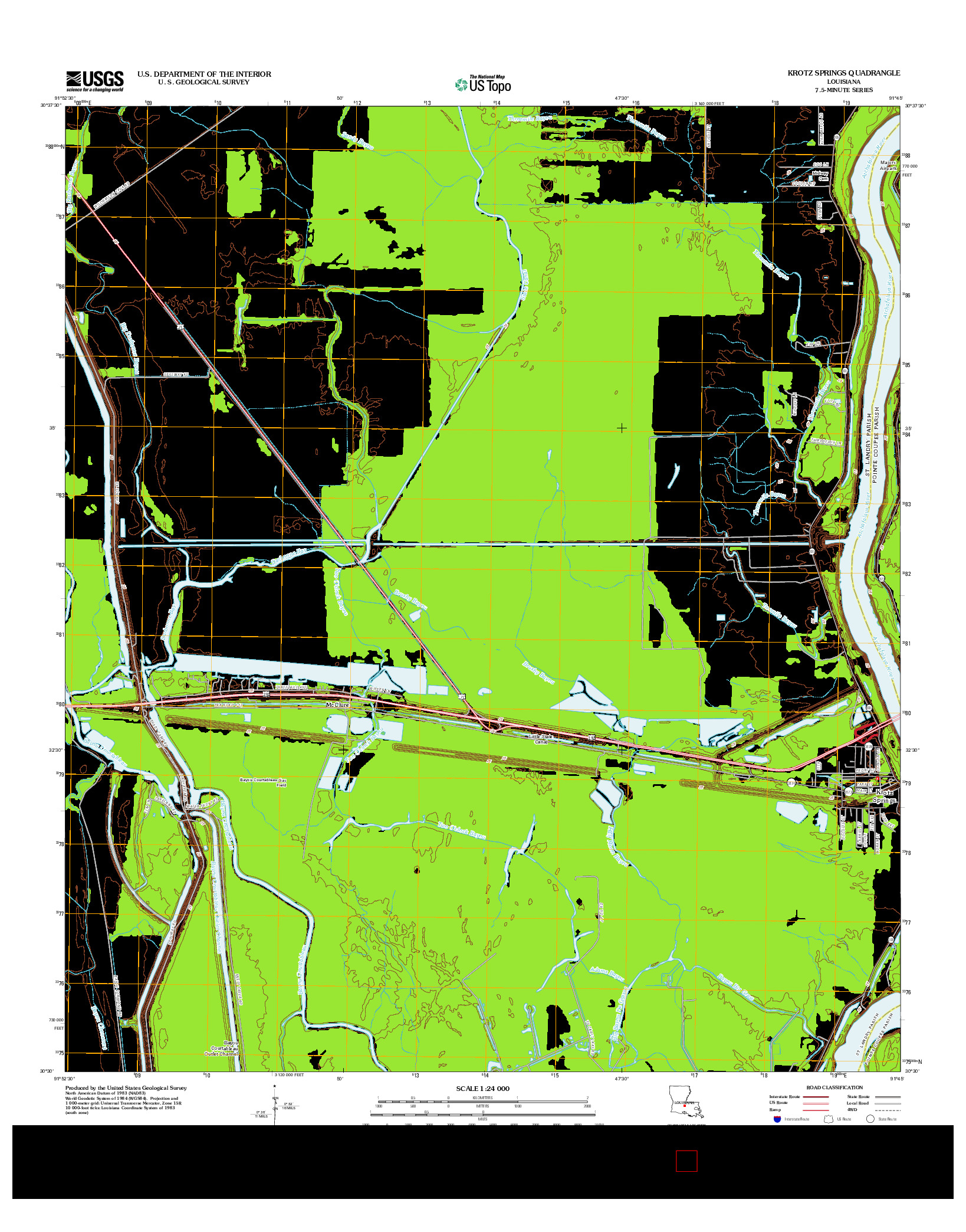 USGS US TOPO 7.5-MINUTE MAP FOR KROTZ SPRINGS, LA 2012