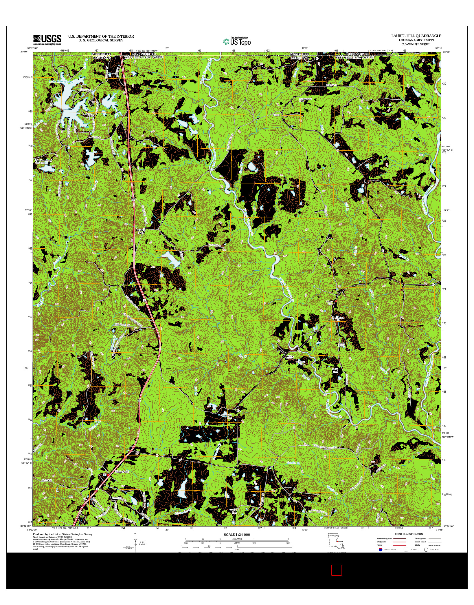 USGS US TOPO 7.5-MINUTE MAP FOR LAUREL HILL, LA-MS 2012