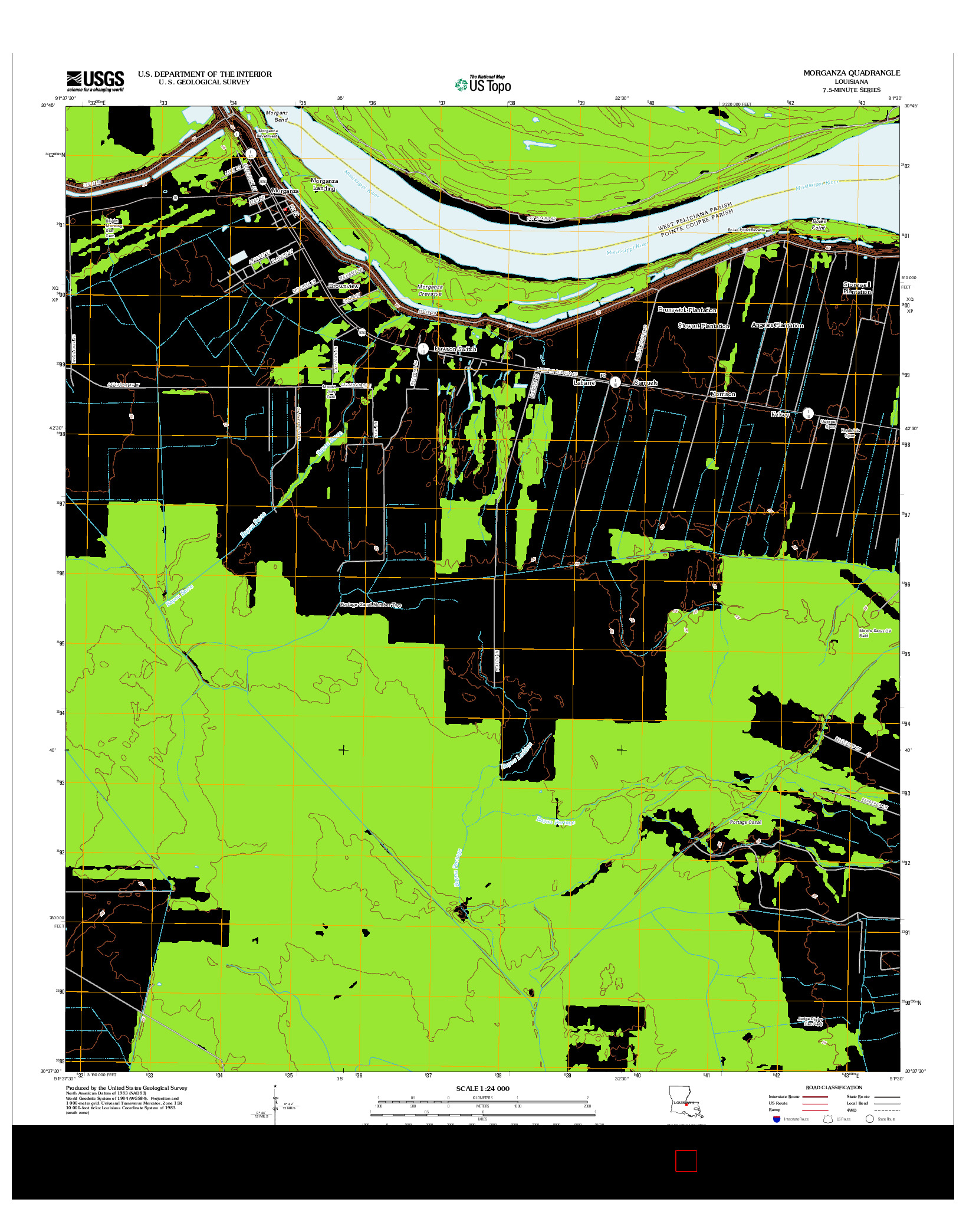 USGS US TOPO 7.5-MINUTE MAP FOR MORGANZA, LA 2012