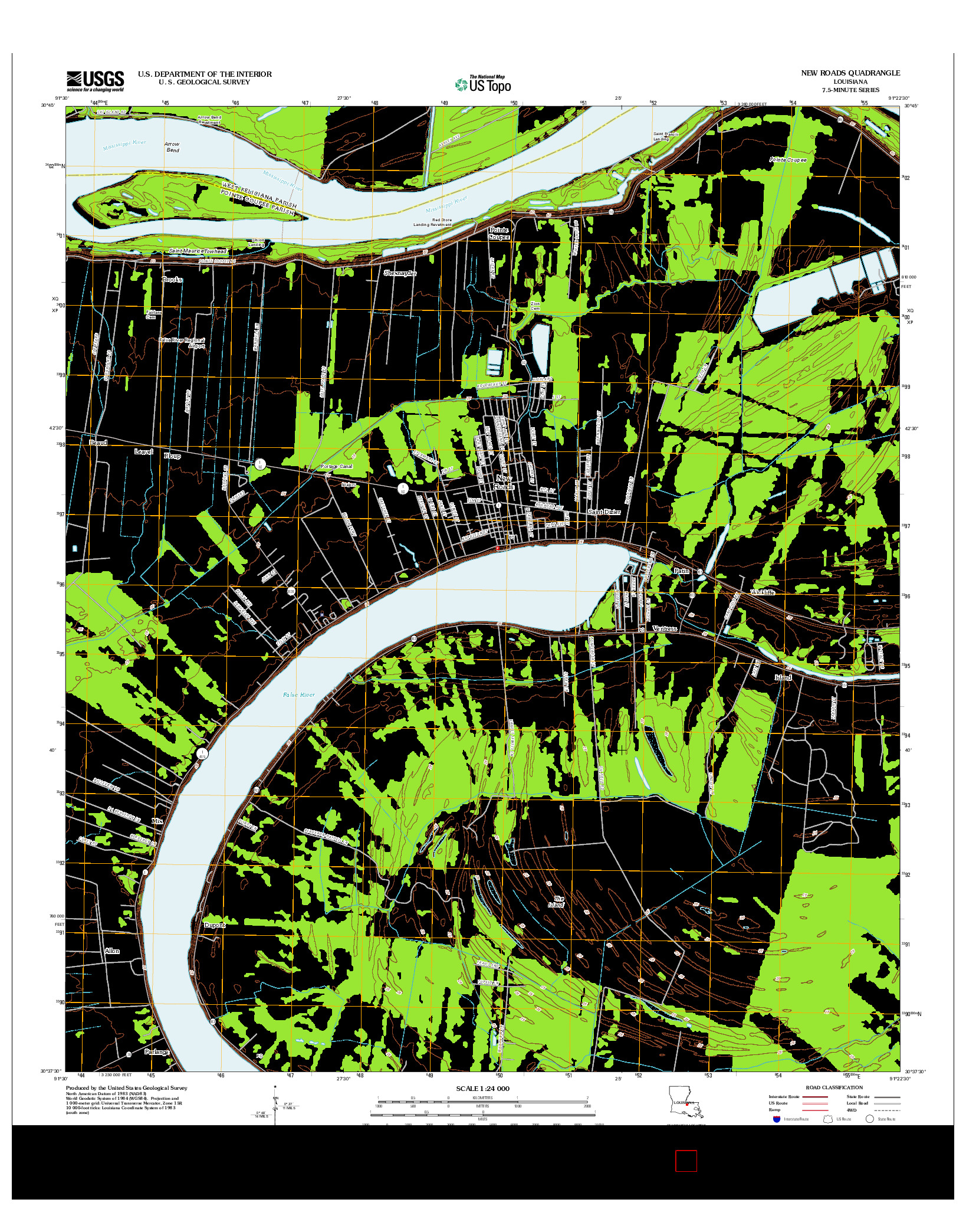 USGS US TOPO 7.5-MINUTE MAP FOR NEW ROADS, LA 2012