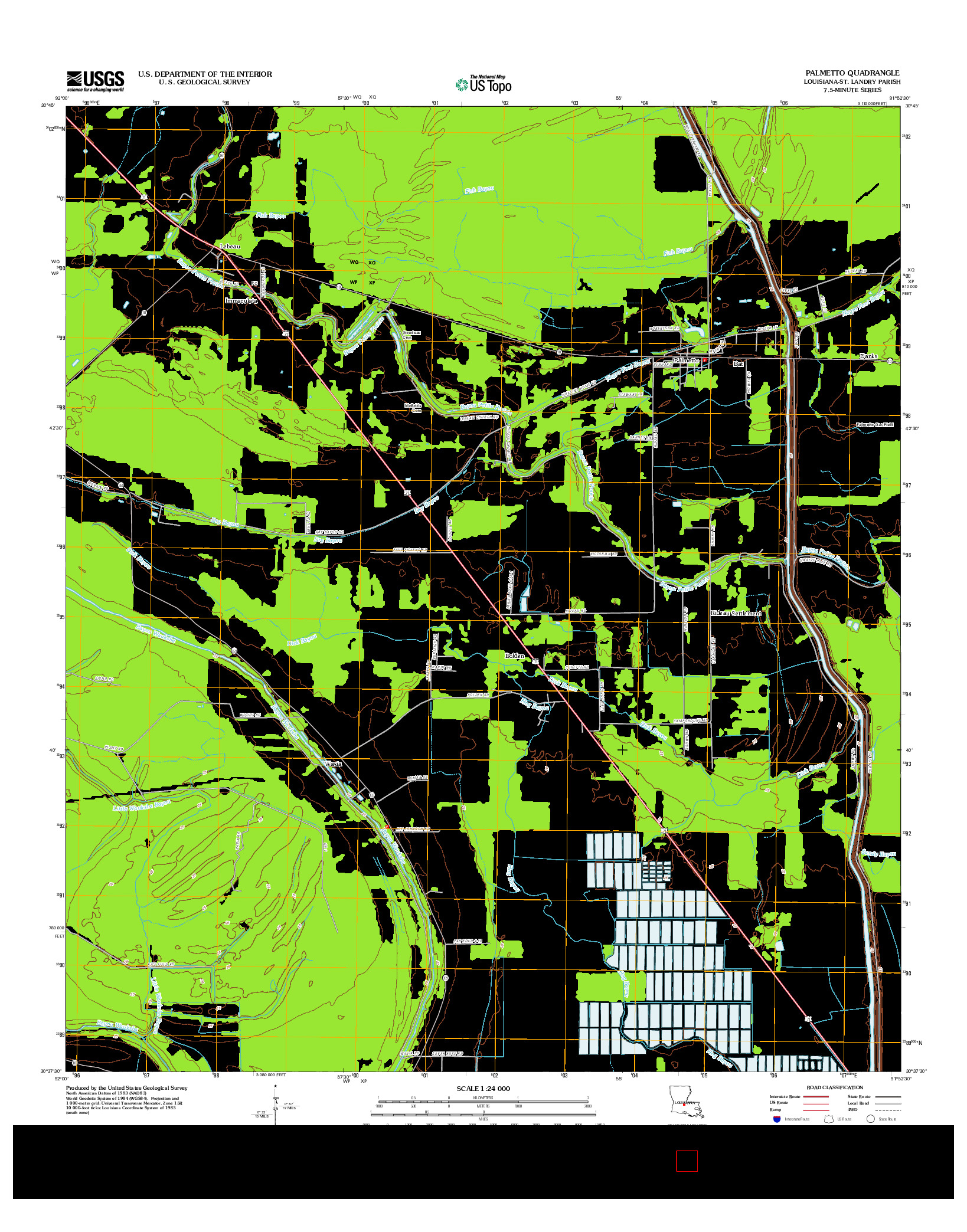 USGS US TOPO 7.5-MINUTE MAP FOR PALMETTO, LA 2012