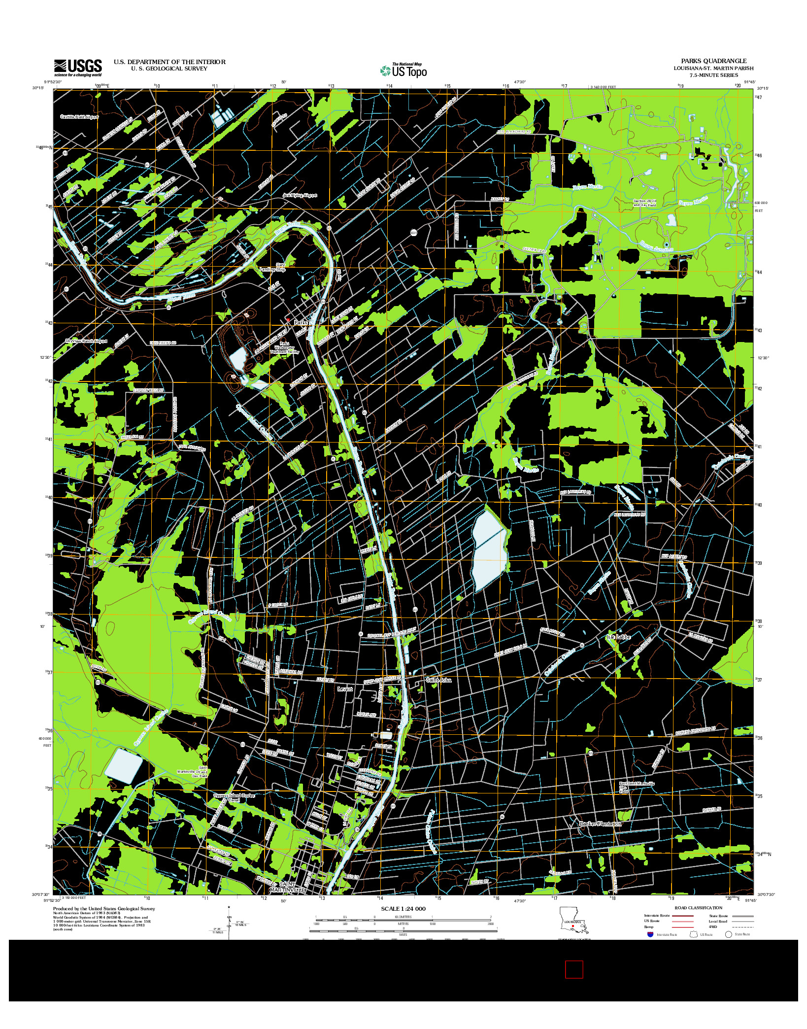 USGS US TOPO 7.5-MINUTE MAP FOR PARKS, LA 2012