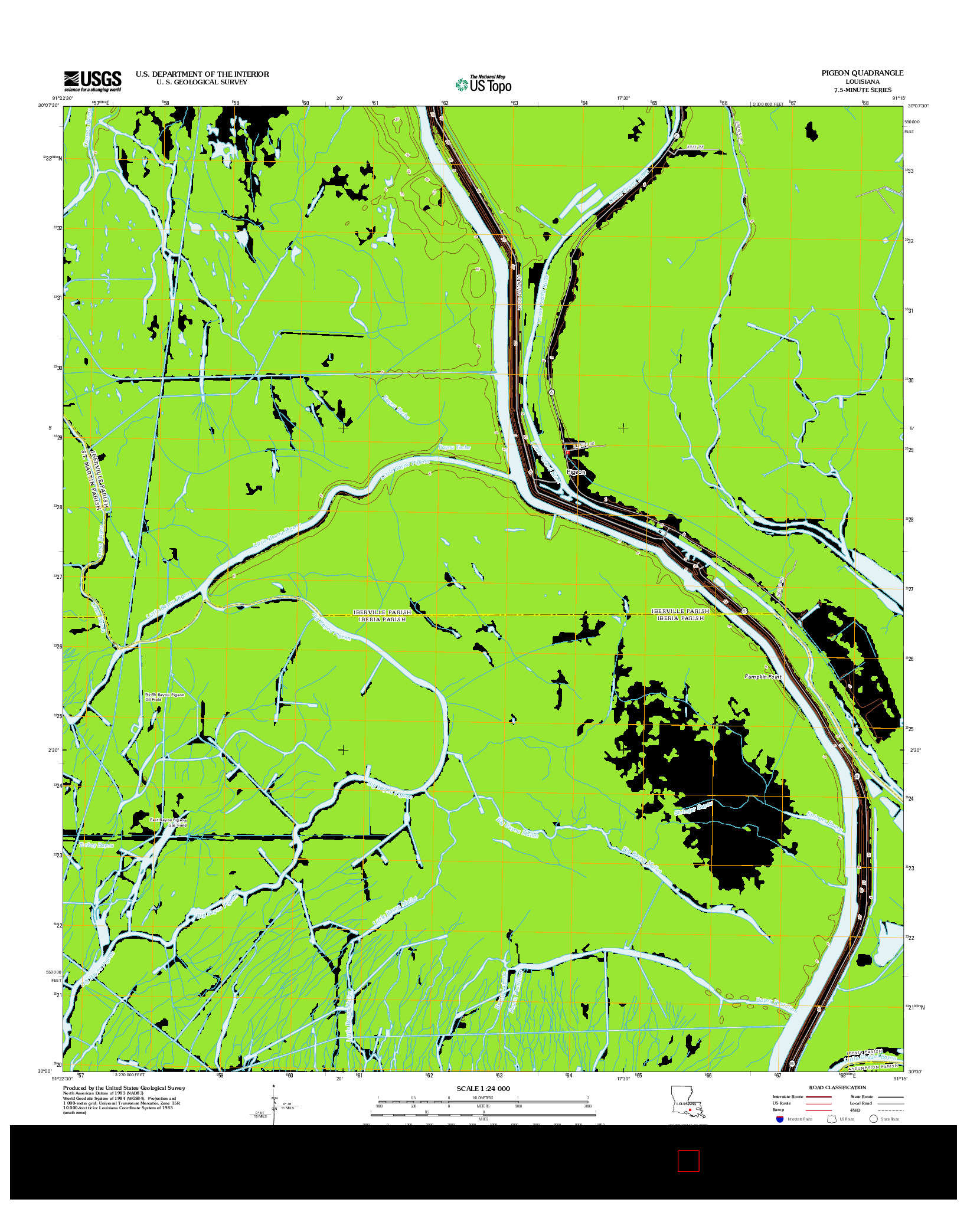 USGS US TOPO 7.5-MINUTE MAP FOR PIGEON, LA 2012