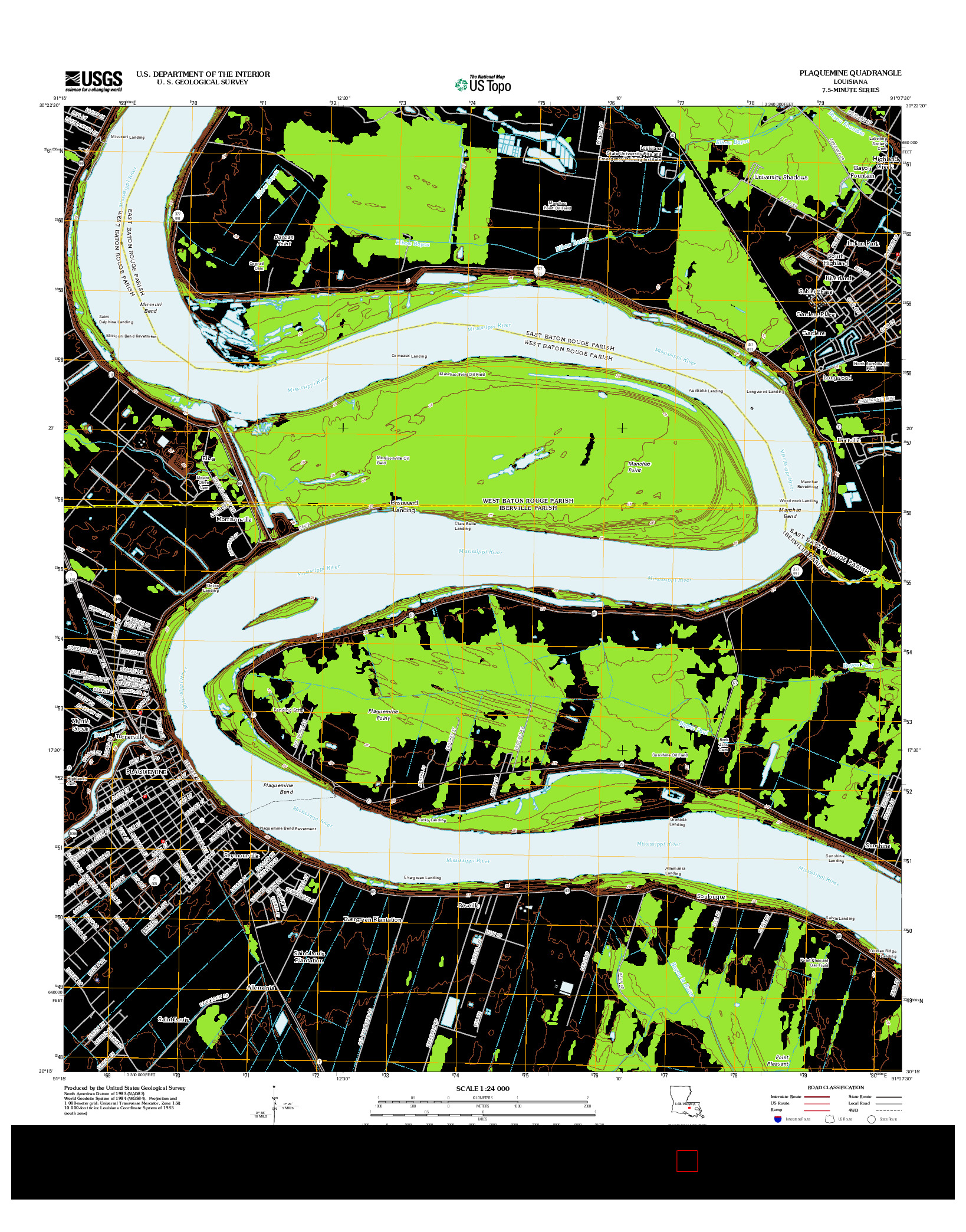 USGS US TOPO 7.5-MINUTE MAP FOR PLAQUEMINE, LA 2012