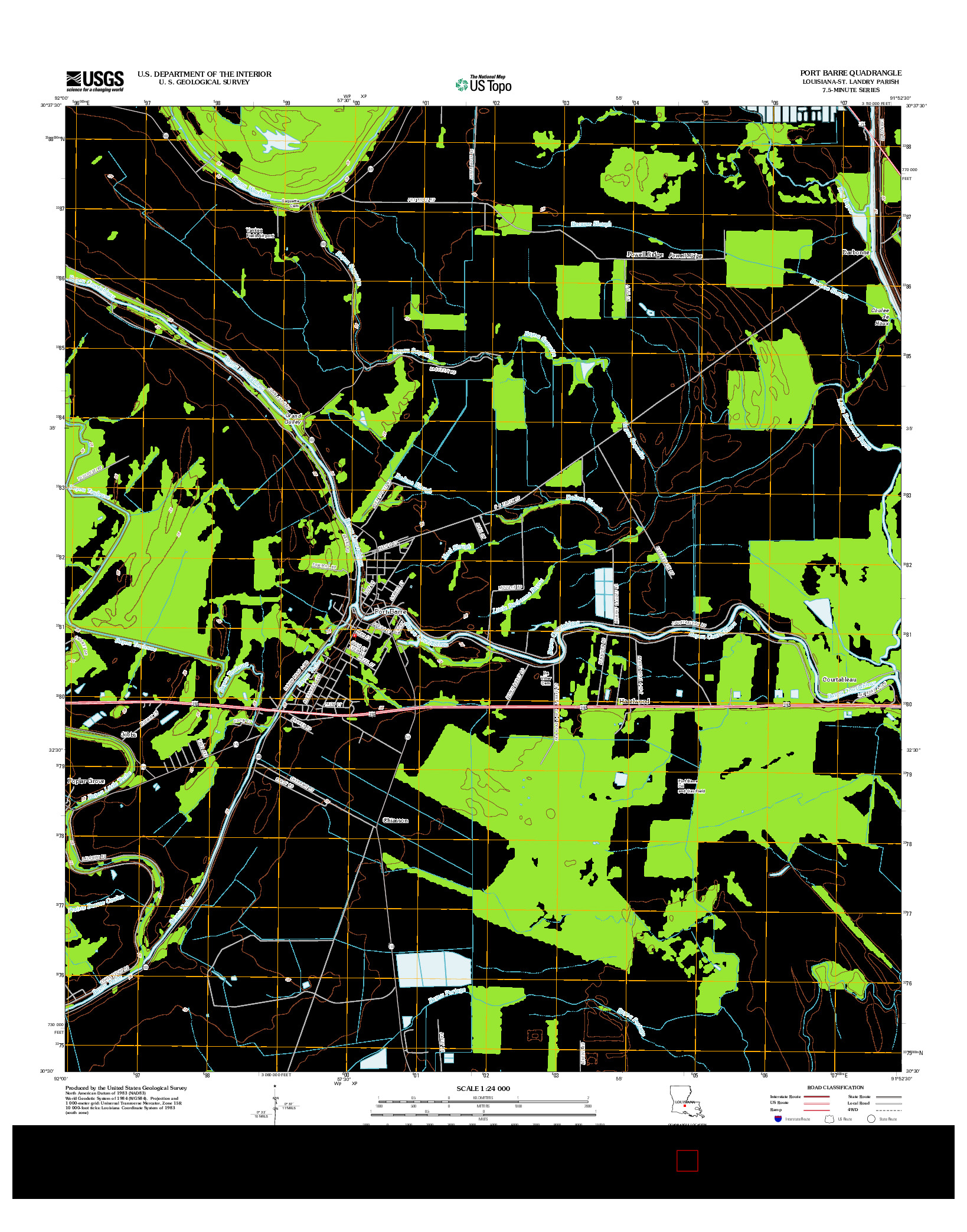 USGS US TOPO 7.5-MINUTE MAP FOR PORT BARRE, LA 2012
