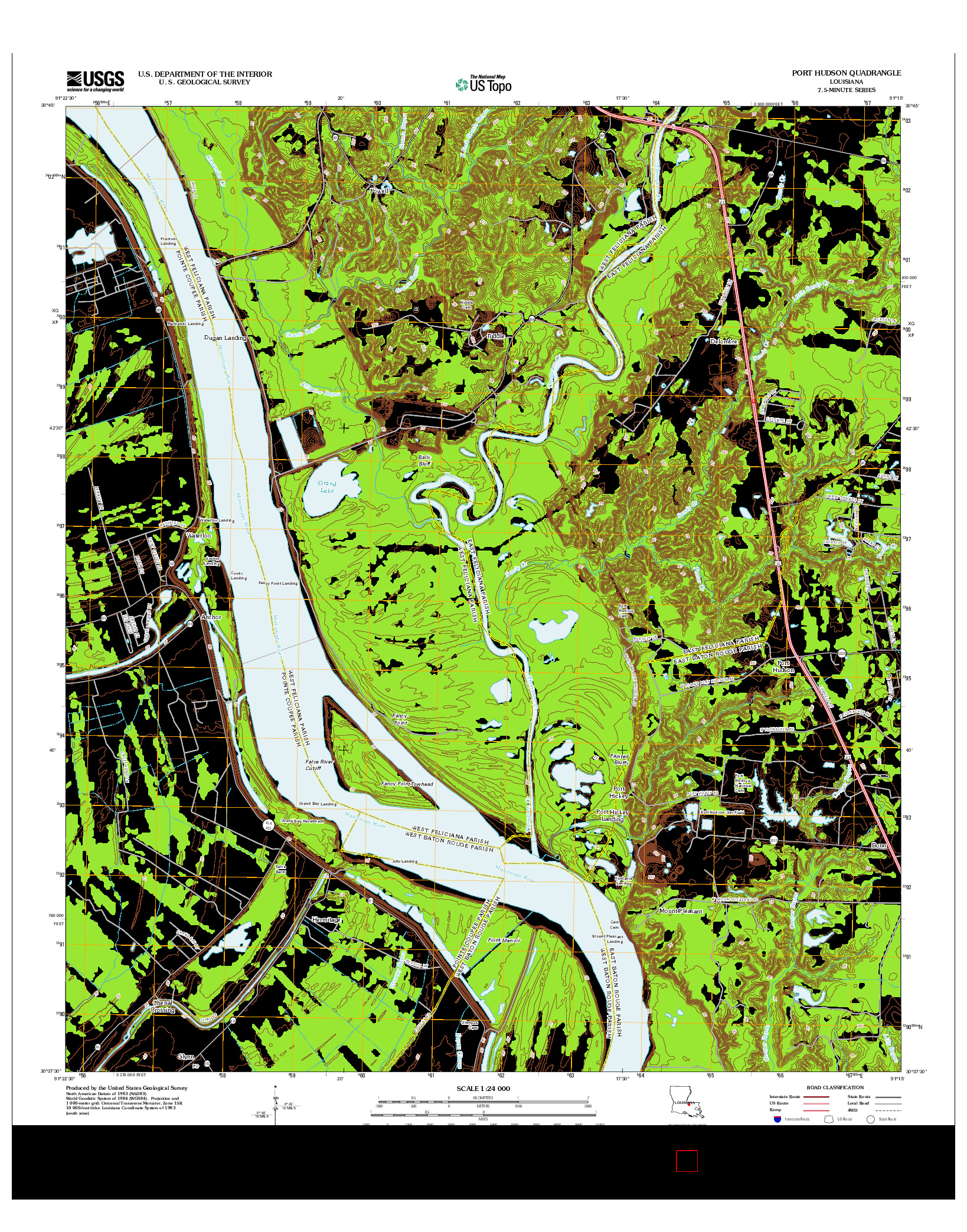 USGS US TOPO 7.5-MINUTE MAP FOR PORT HUDSON, LA 2012