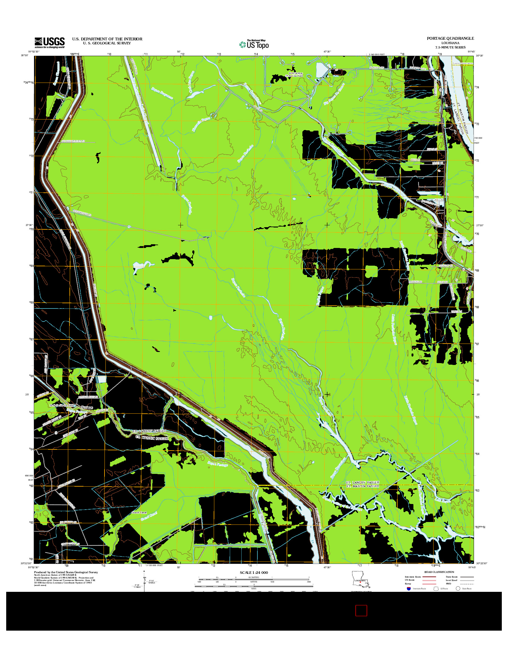 USGS US TOPO 7.5-MINUTE MAP FOR PORTAGE, LA 2012