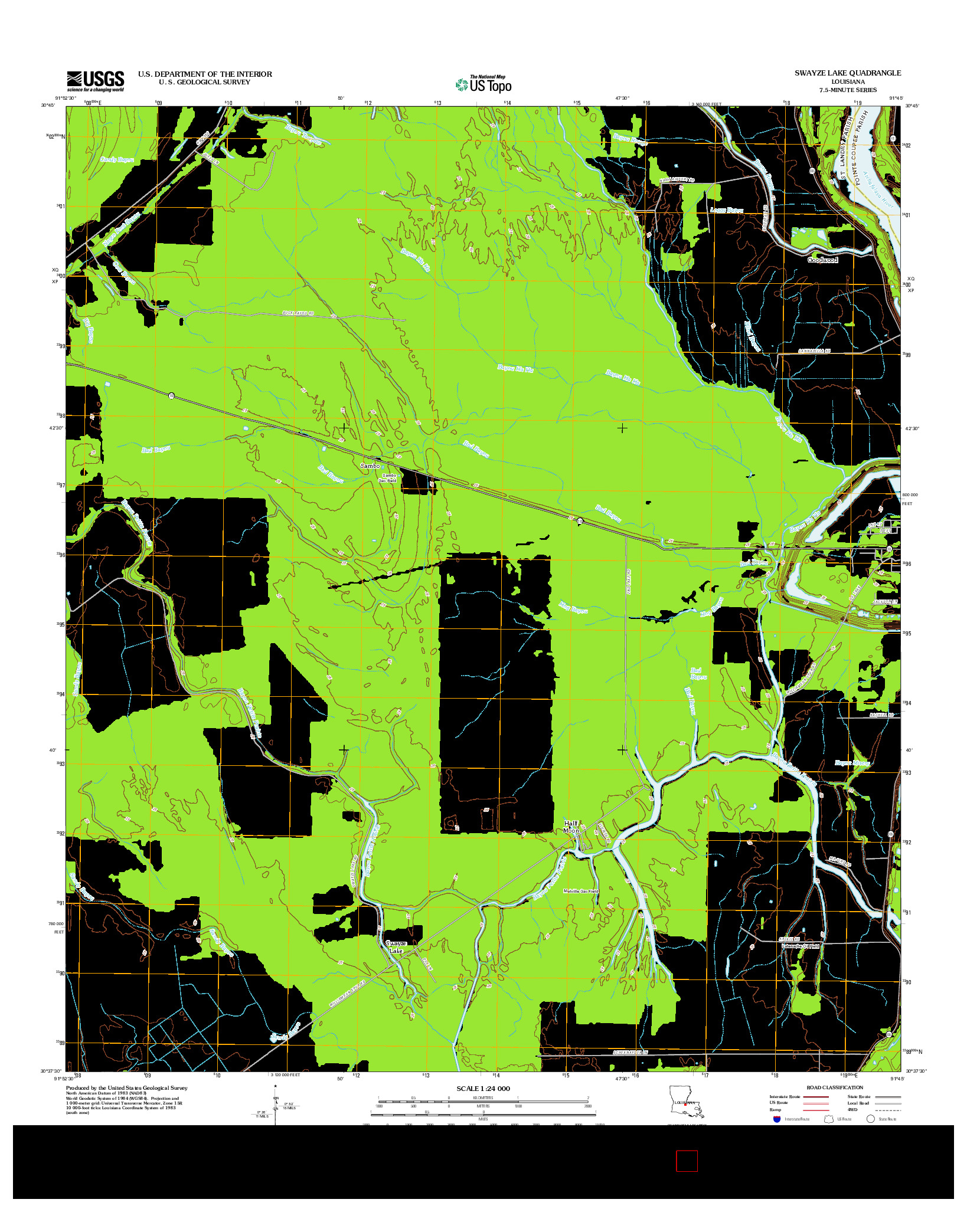 USGS US TOPO 7.5-MINUTE MAP FOR SWAYZE LAKE, LA 2012