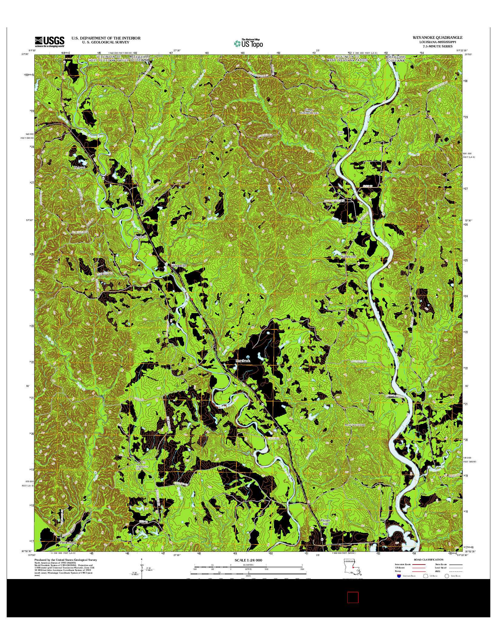 USGS US TOPO 7.5-MINUTE MAP FOR WEYANOKE, LA-MS 2012