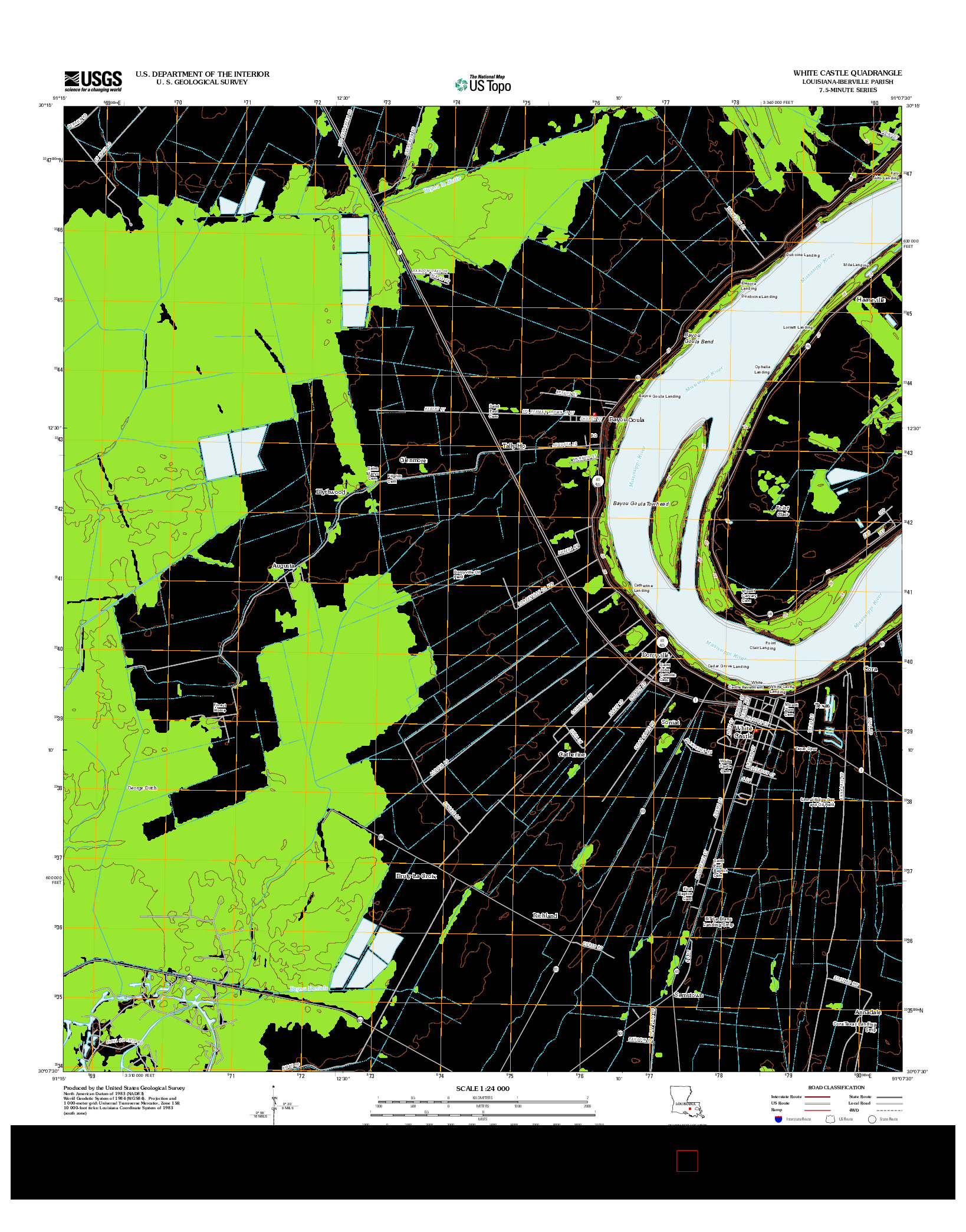 USGS US TOPO 7.5-MINUTE MAP FOR WHITE CASTLE, LA 2012