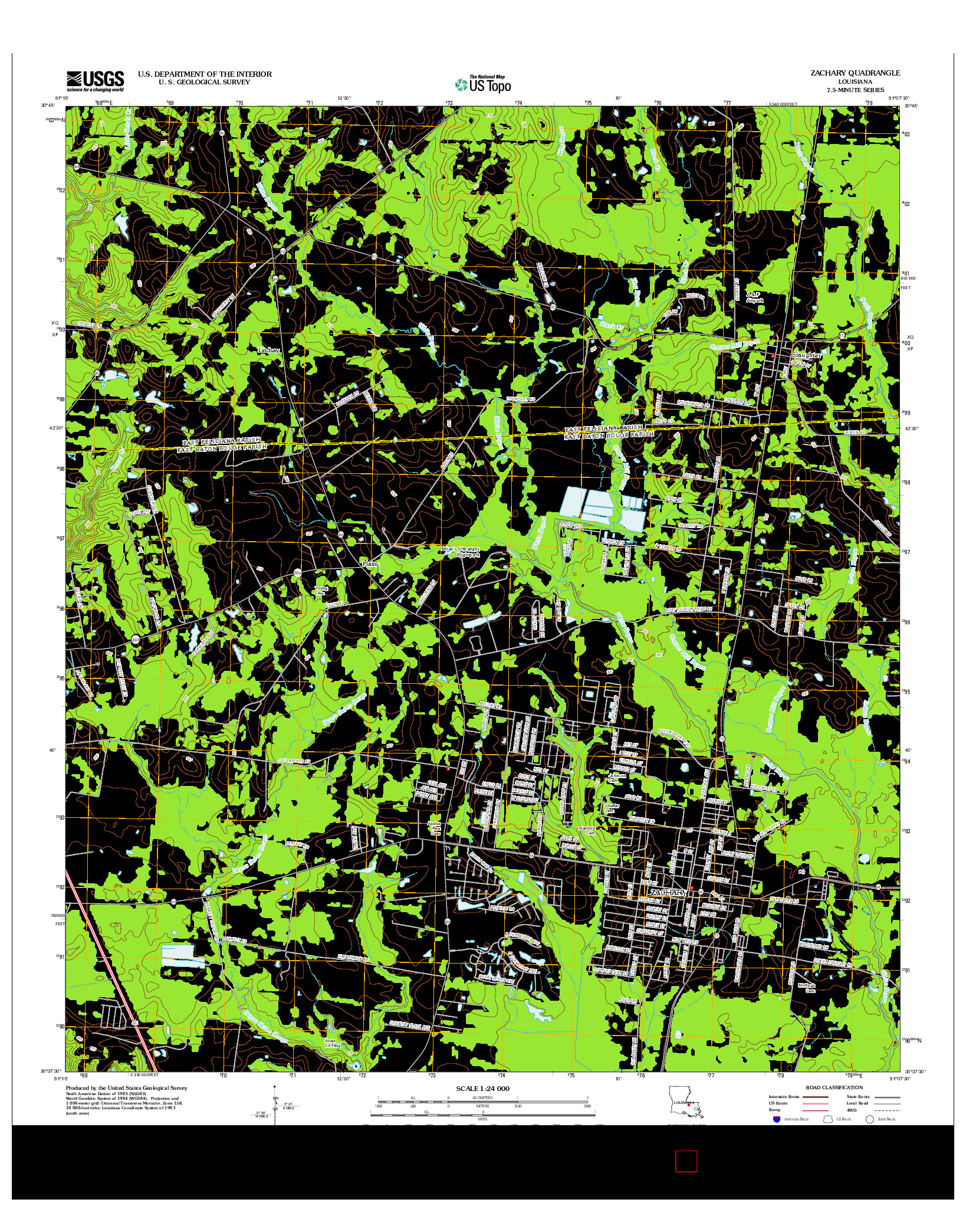 USGS US TOPO 7.5-MINUTE MAP FOR ZACHARY, LA 2012