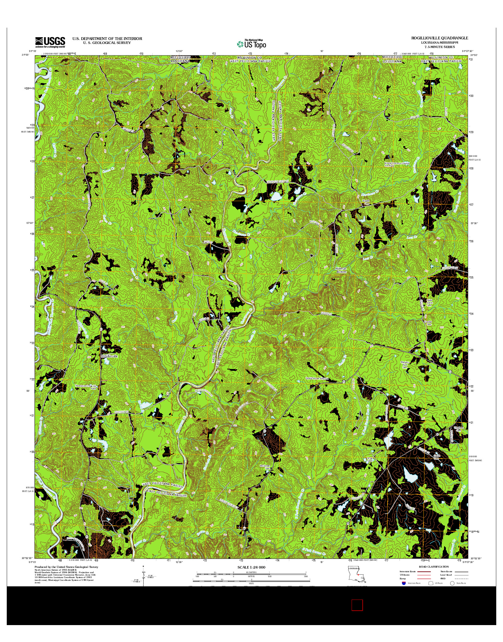 USGS US TOPO 7.5-MINUTE MAP FOR ROGILLIOVILLE, LA-MS 2012