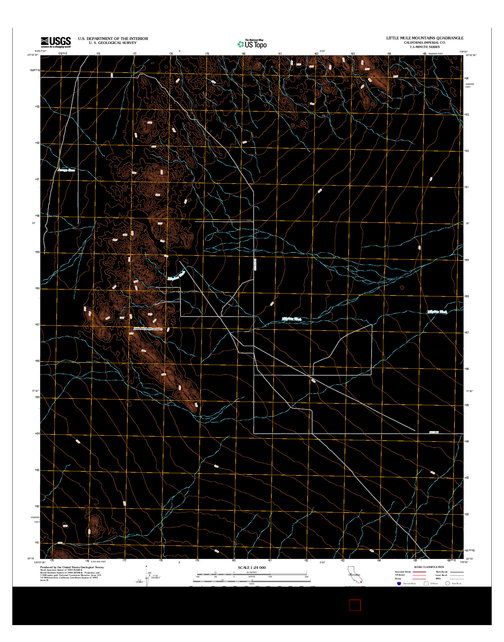 USGS US TOPO 7.5-MINUTE MAP FOR LITTLE MULE MOUNTAINS, CA 2012