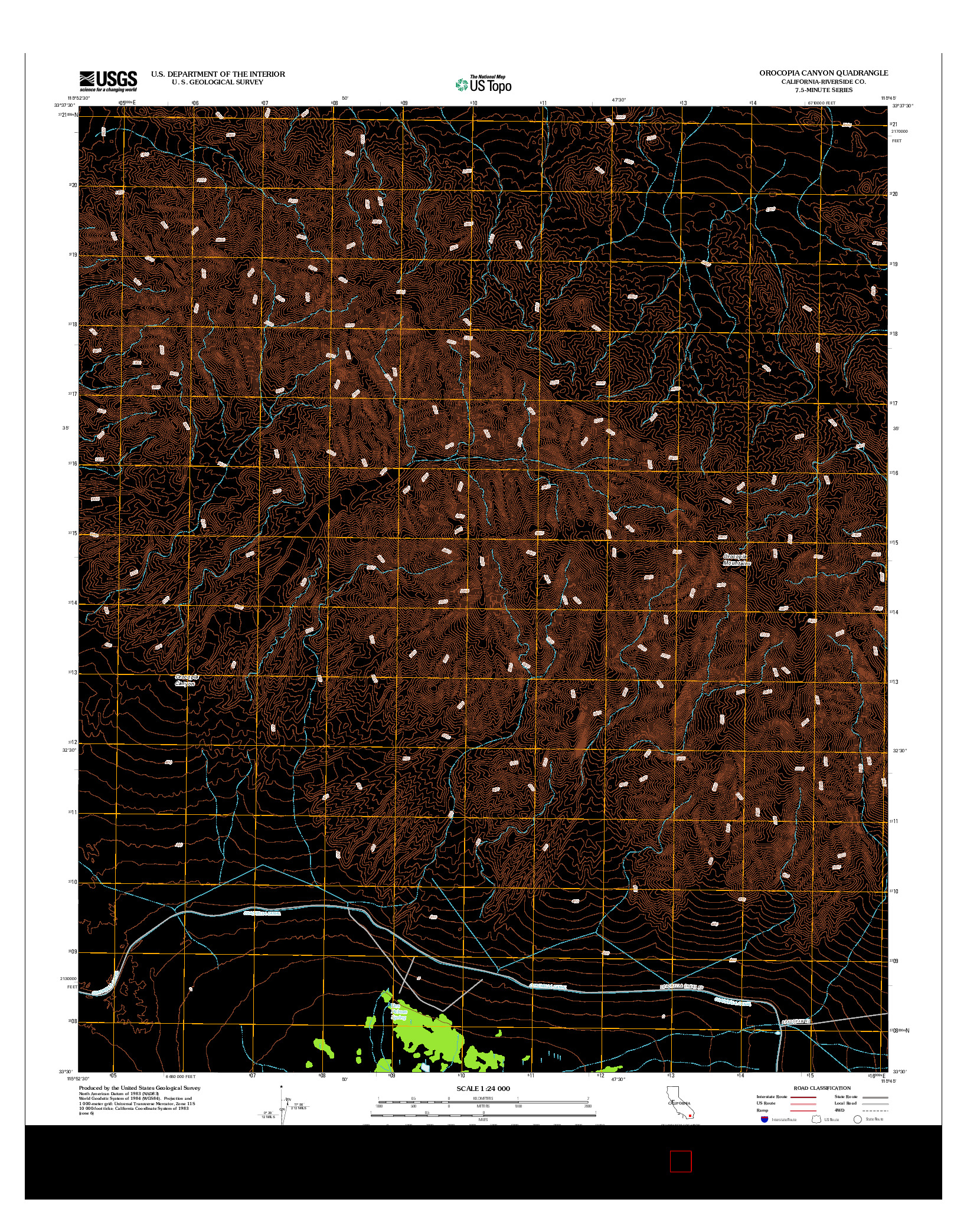 USGS US TOPO 7.5-MINUTE MAP FOR OROCOPIA CANYON, CA 2012