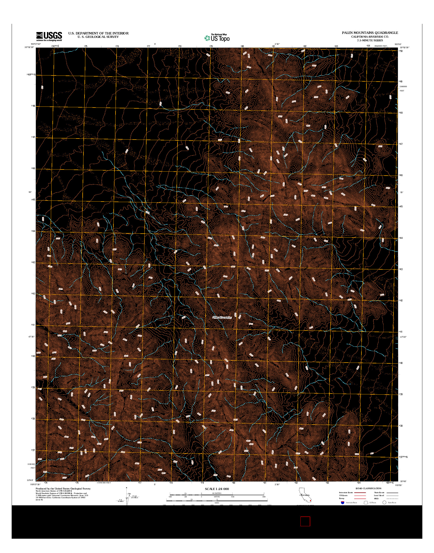 USGS US TOPO 7.5-MINUTE MAP FOR PALEN MOUNTAINS, CA 2012