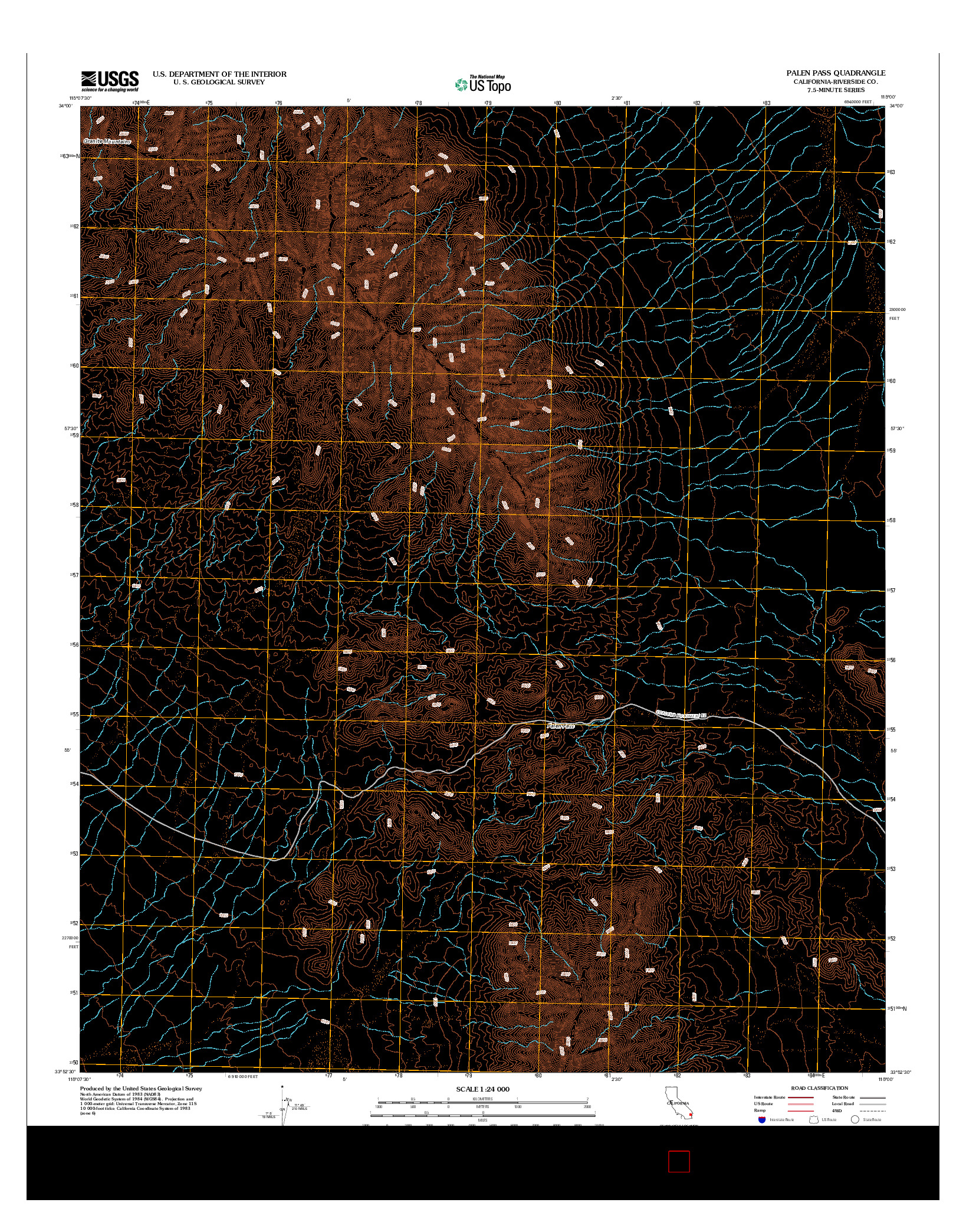 USGS US TOPO 7.5-MINUTE MAP FOR PALEN PASS, CA 2012