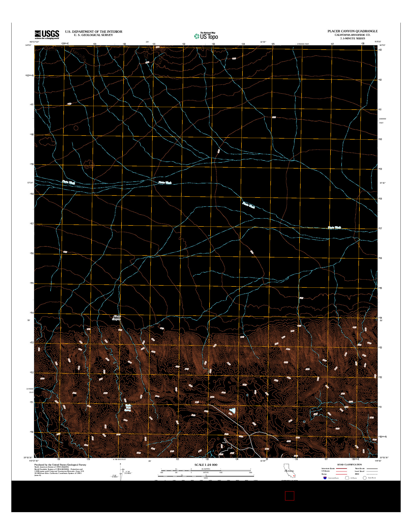 USGS US TOPO 7.5-MINUTE MAP FOR PLACER CANYON, CA 2012