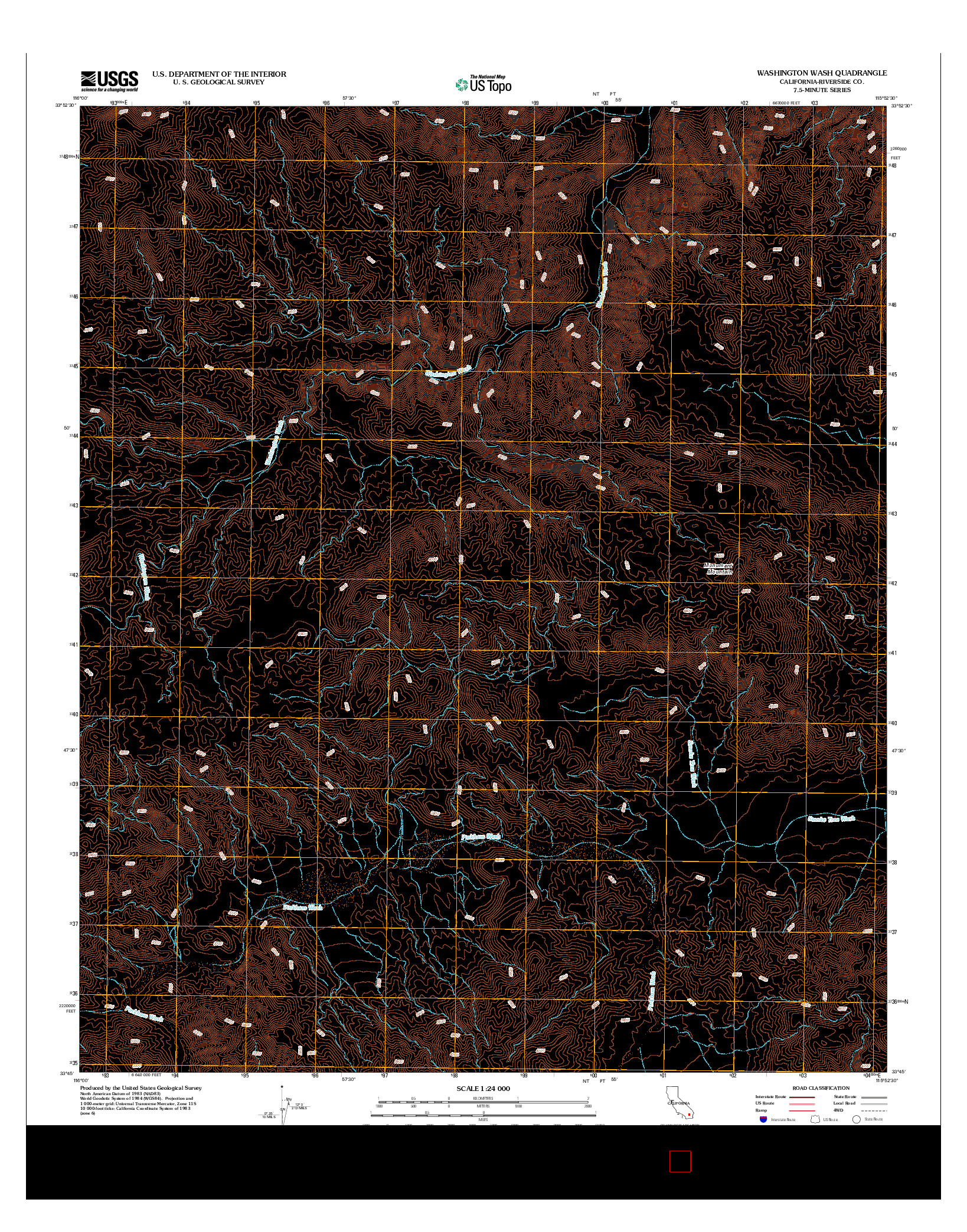 USGS US TOPO 7.5-MINUTE MAP FOR WASHINGTON WASH, CA 2012