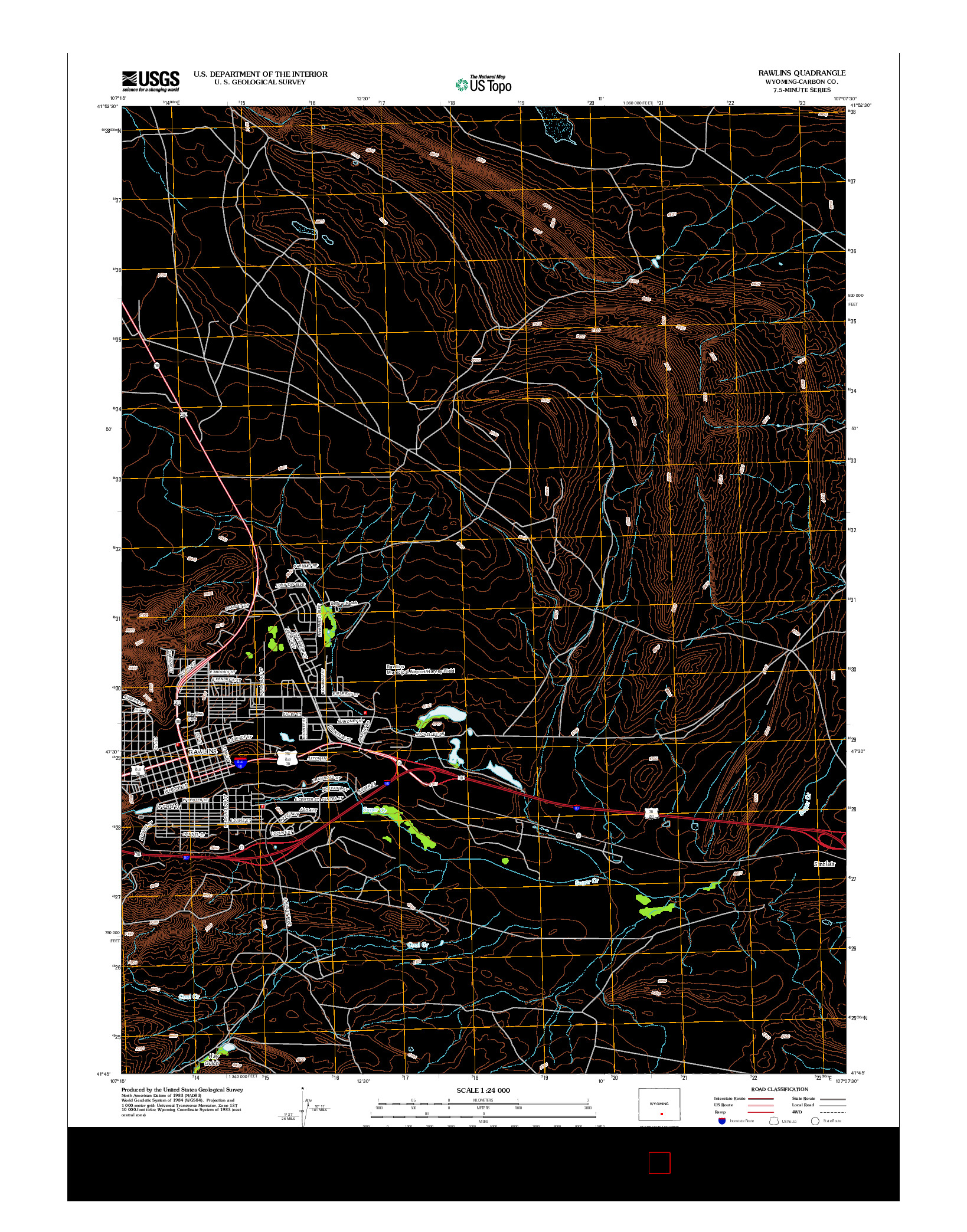 USGS US TOPO 7.5-MINUTE MAP FOR RAWLINS, WY 2012