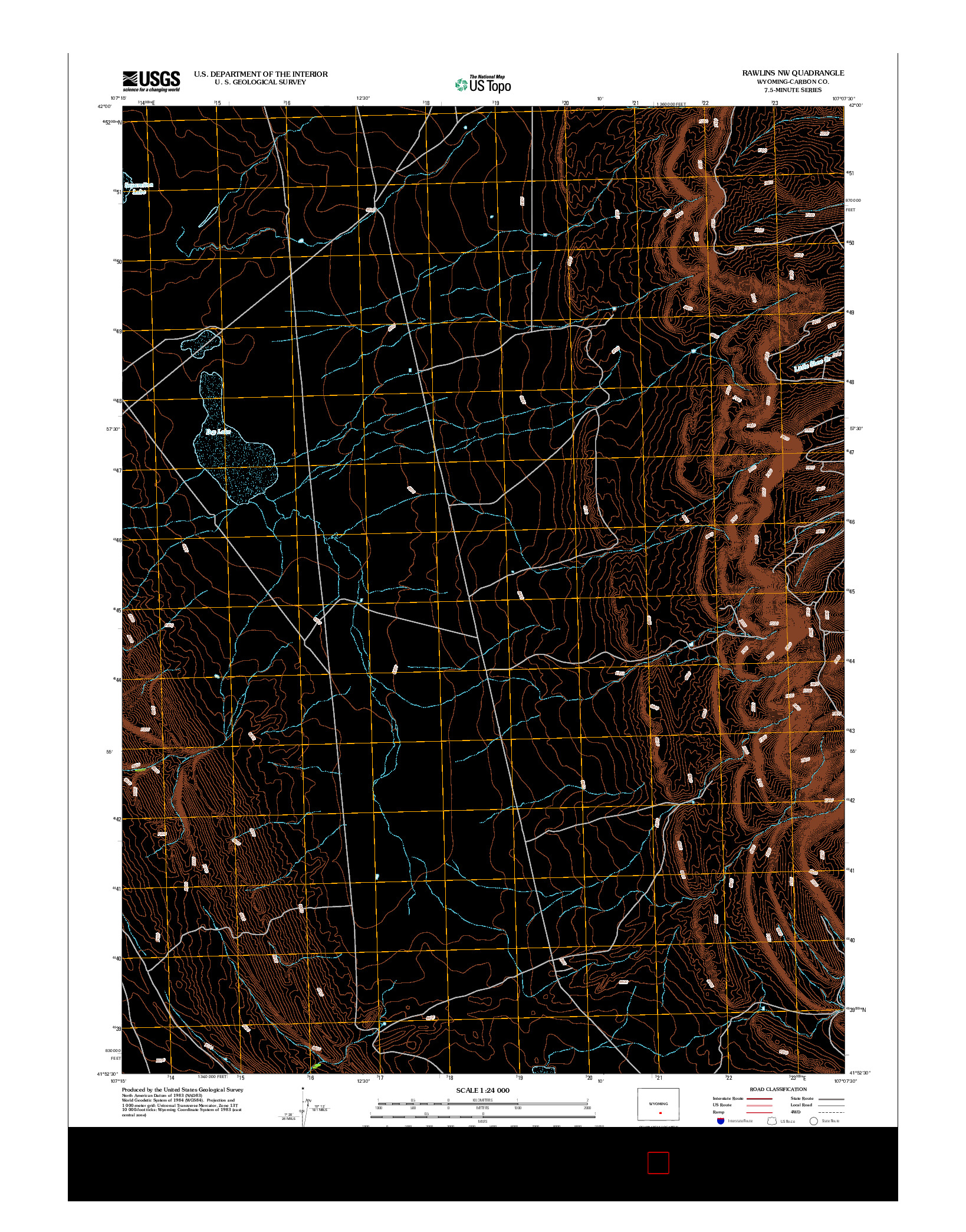 USGS US TOPO 7.5-MINUTE MAP FOR RAWLINS NW, WY 2012