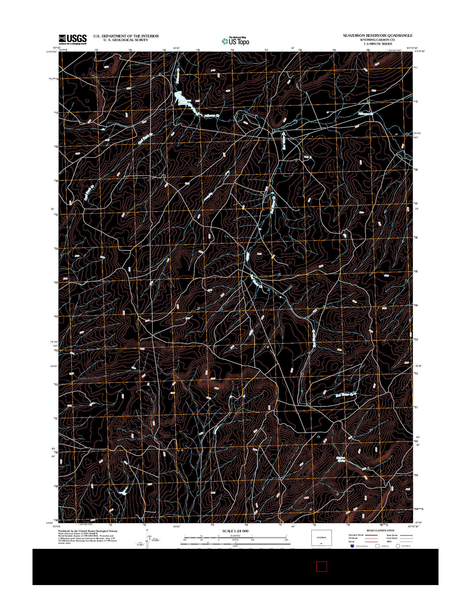 USGS US TOPO 7.5-MINUTE MAP FOR SEAVERSON RESERVOIR, WY 2012