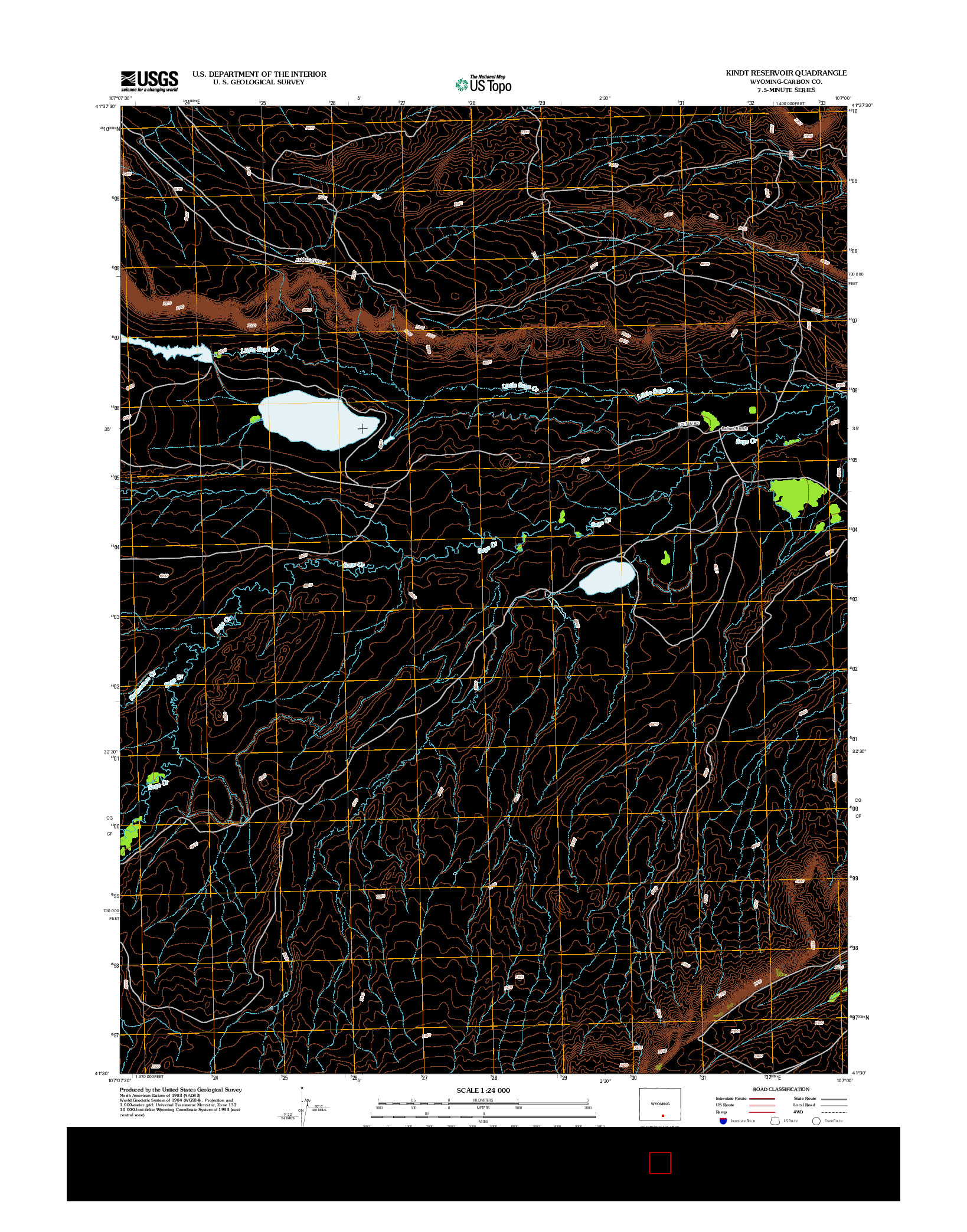 USGS US TOPO 7.5-MINUTE MAP FOR KINDT RESERVOIR, WY 2012