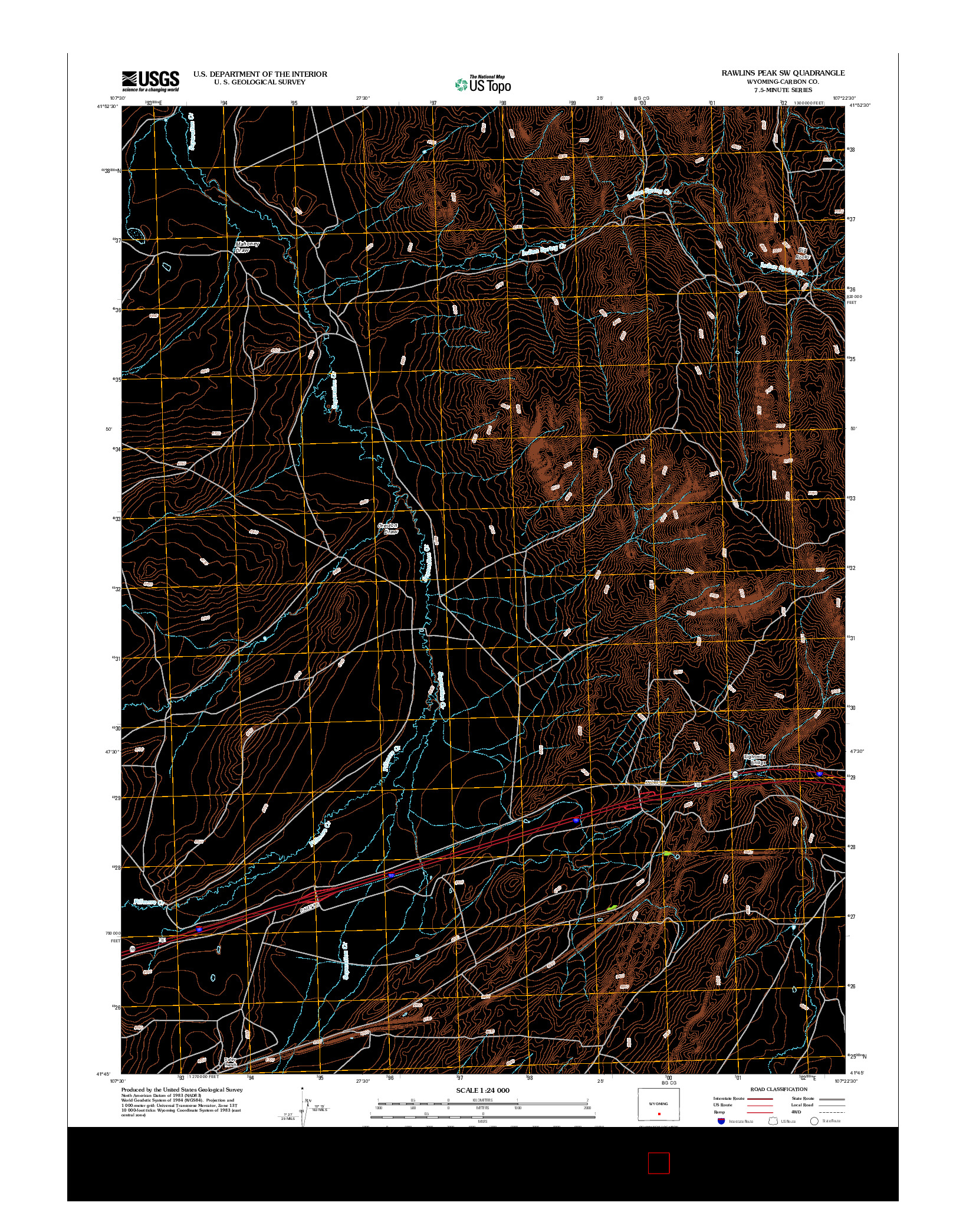 USGS US TOPO 7.5-MINUTE MAP FOR RAWLINS PEAK SW, WY 2012