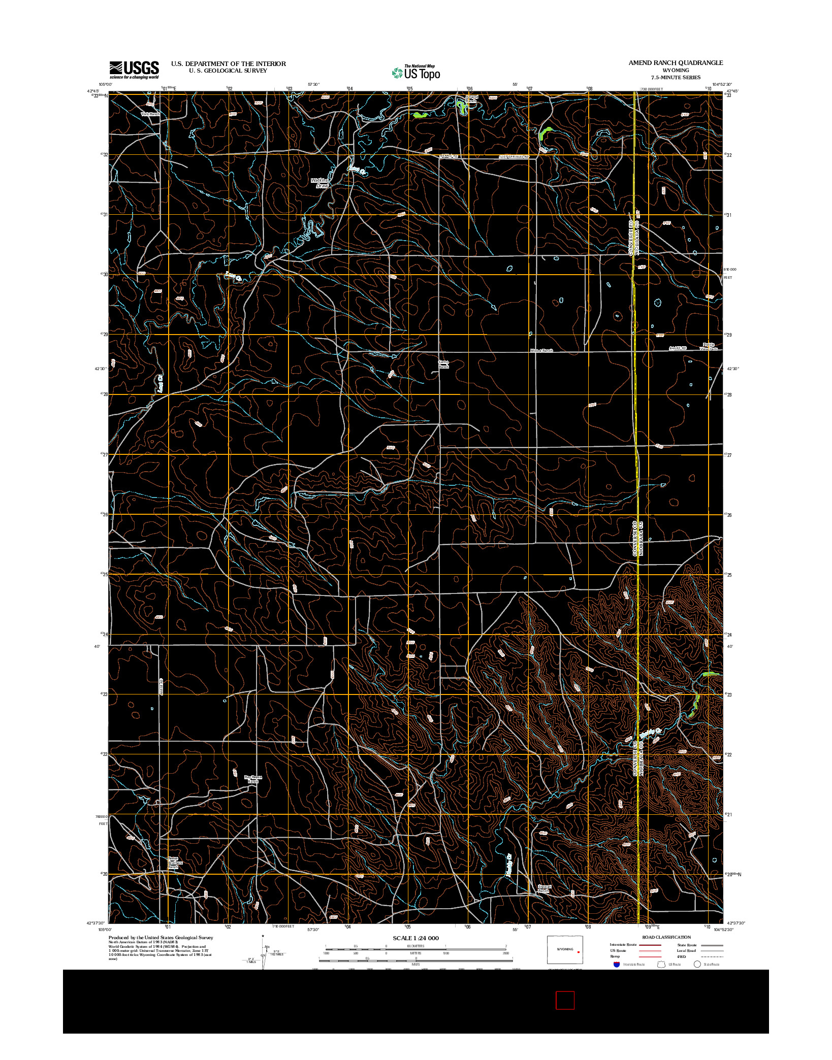 USGS US TOPO 7.5-MINUTE MAP FOR AMEND RANCH, WY 2012