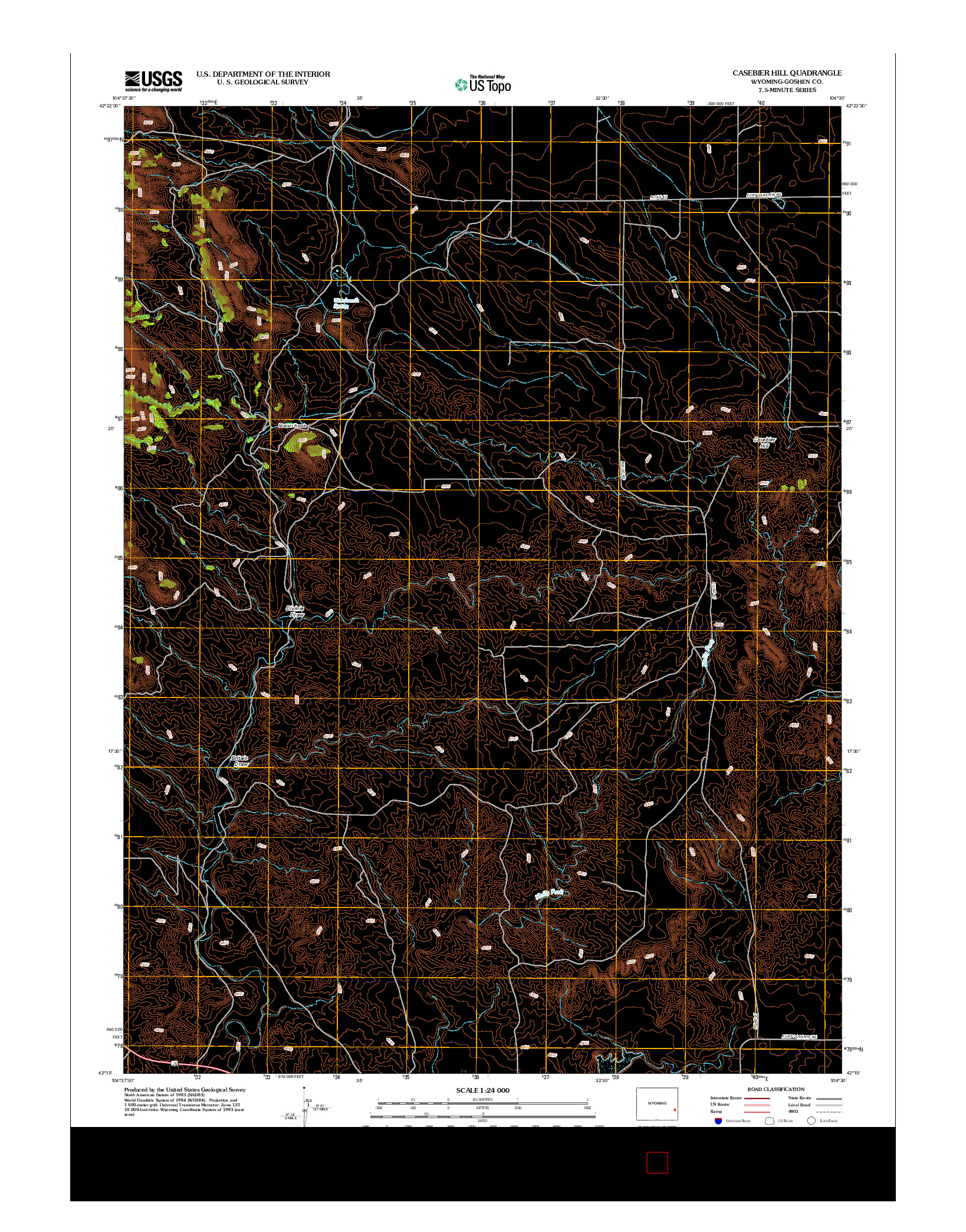 USGS US TOPO 7.5-MINUTE MAP FOR CASEBIER HILL, WY 2012