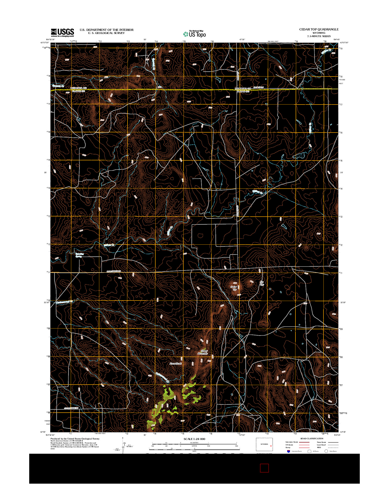 USGS US TOPO 7.5-MINUTE MAP FOR CEDAR TOP, WY 2012