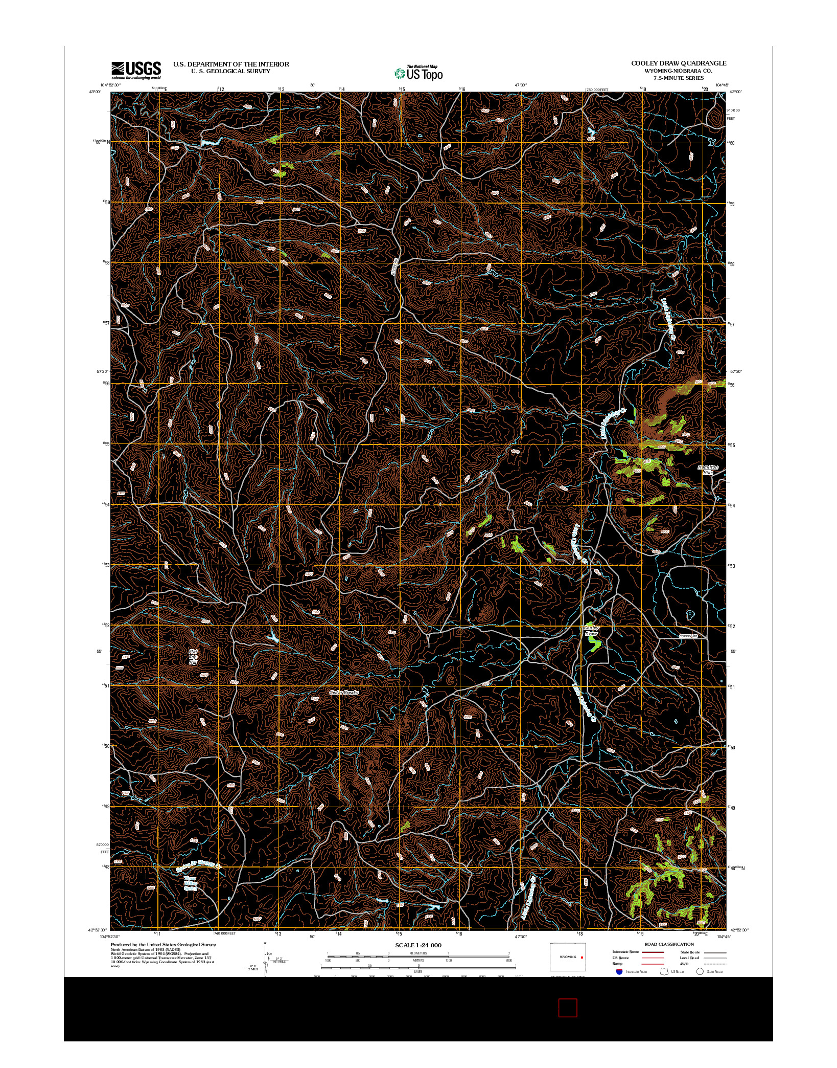 USGS US TOPO 7.5-MINUTE MAP FOR COOLEY DRAW, WY 2012