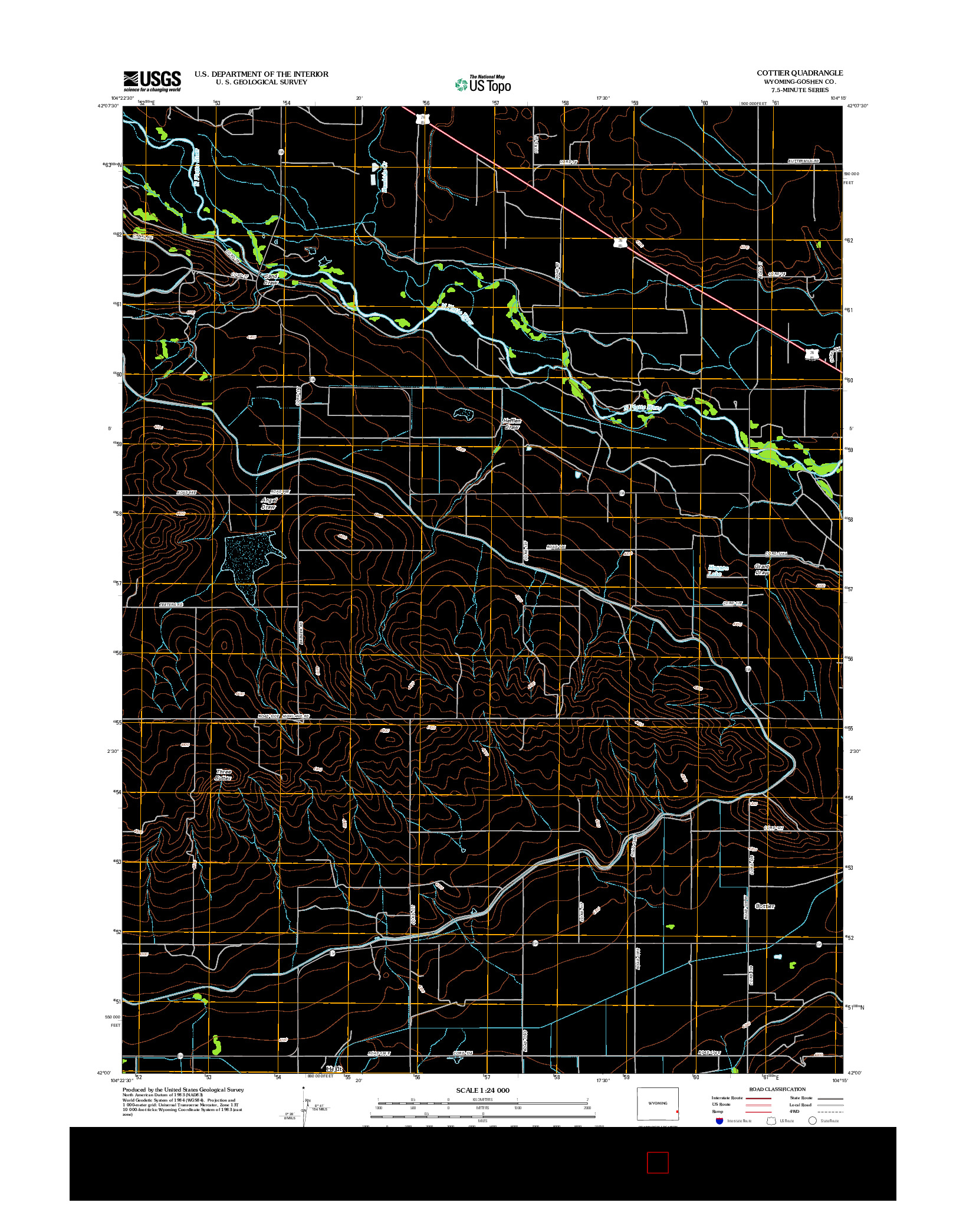 USGS US TOPO 7.5-MINUTE MAP FOR COTTIER, WY 2012