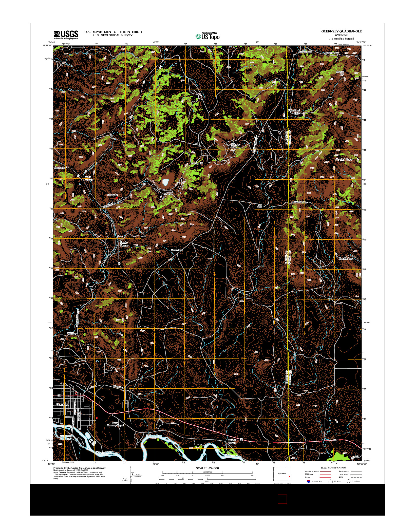 USGS US TOPO 7.5-MINUTE MAP FOR GUERNSEY, WY 2012