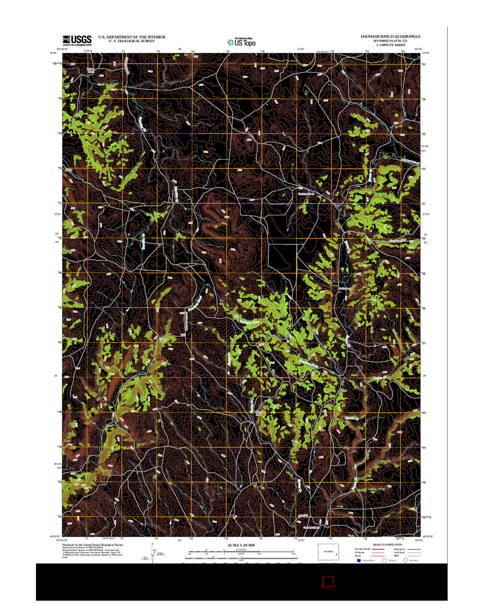 USGS US TOPO 7.5-MINUTE MAP FOR HAUSHAR RANCH, WY 2012