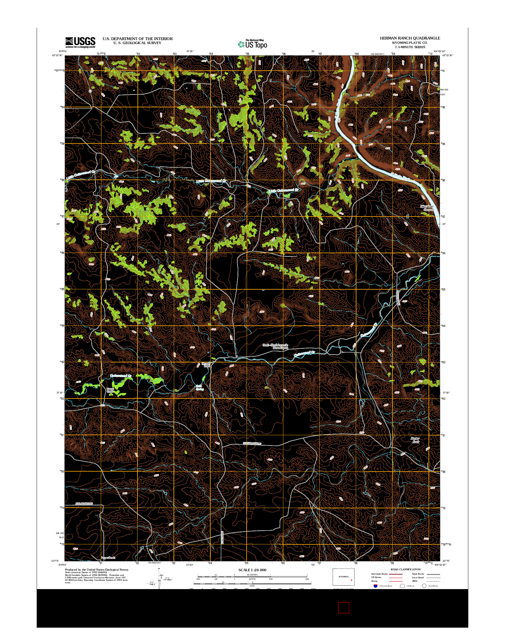 USGS US TOPO 7.5-MINUTE MAP FOR HERMAN RANCH, WY 2012