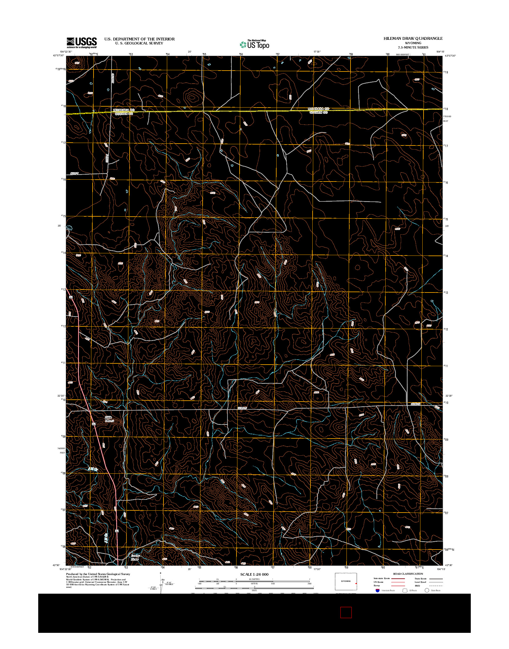 USGS US TOPO 7.5-MINUTE MAP FOR HILEMAN DRAW, WY 2012