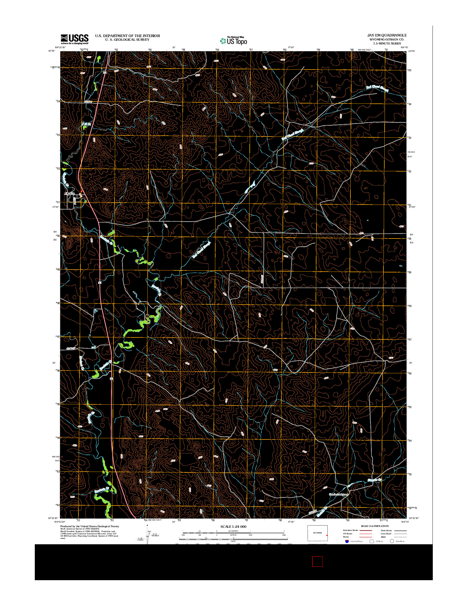 USGS US TOPO 7.5-MINUTE MAP FOR JAY EM, WY 2012